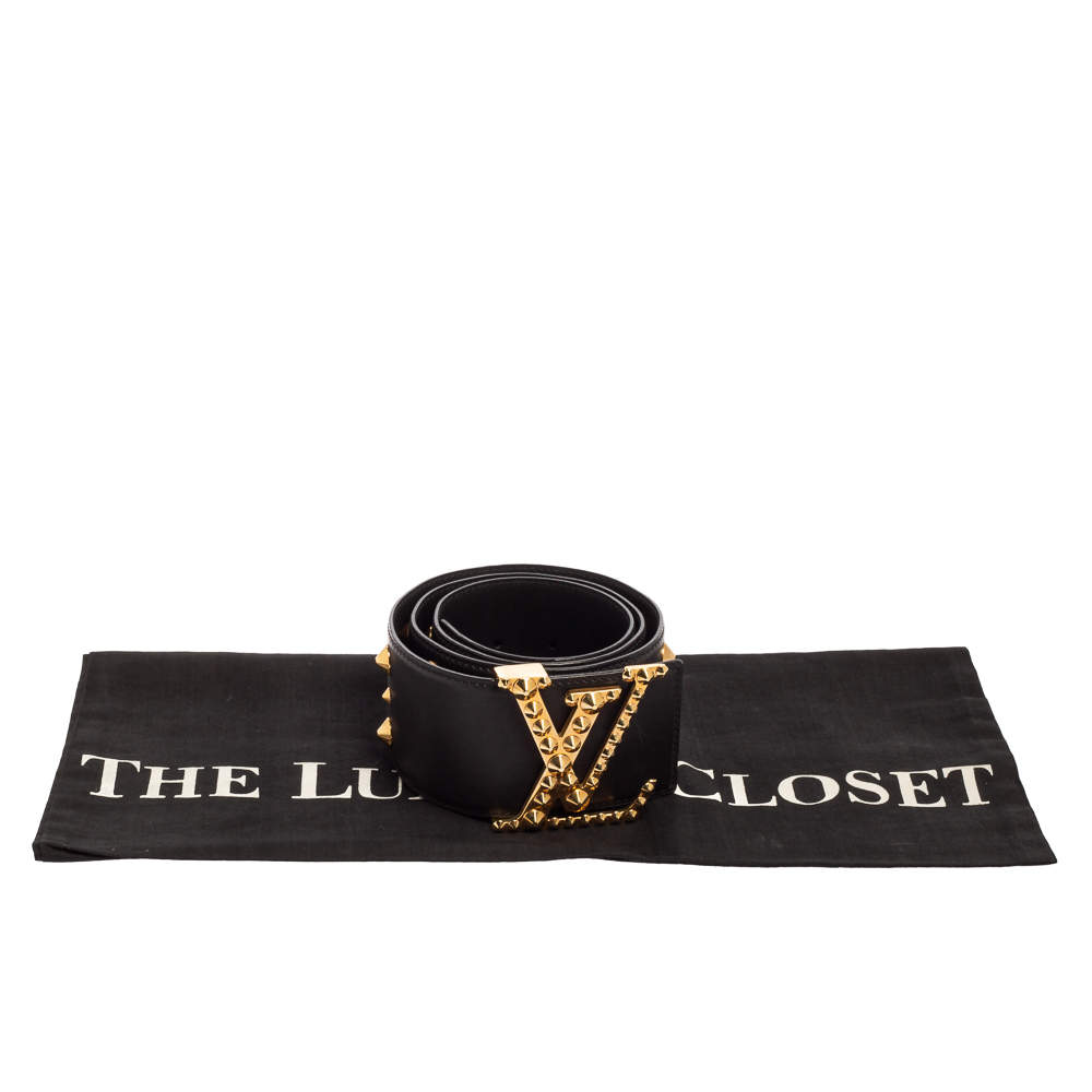 Louis Vuitton Black Studded Leather Clous Initiales Waist Belt 85CM Louis  Vuitton | The Luxury Closet