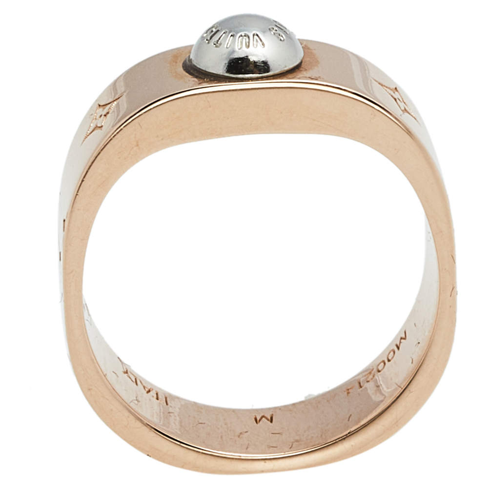 Louis Vuitton Nanogram Two Tone Band Ring Size 51 Louis Vuitton