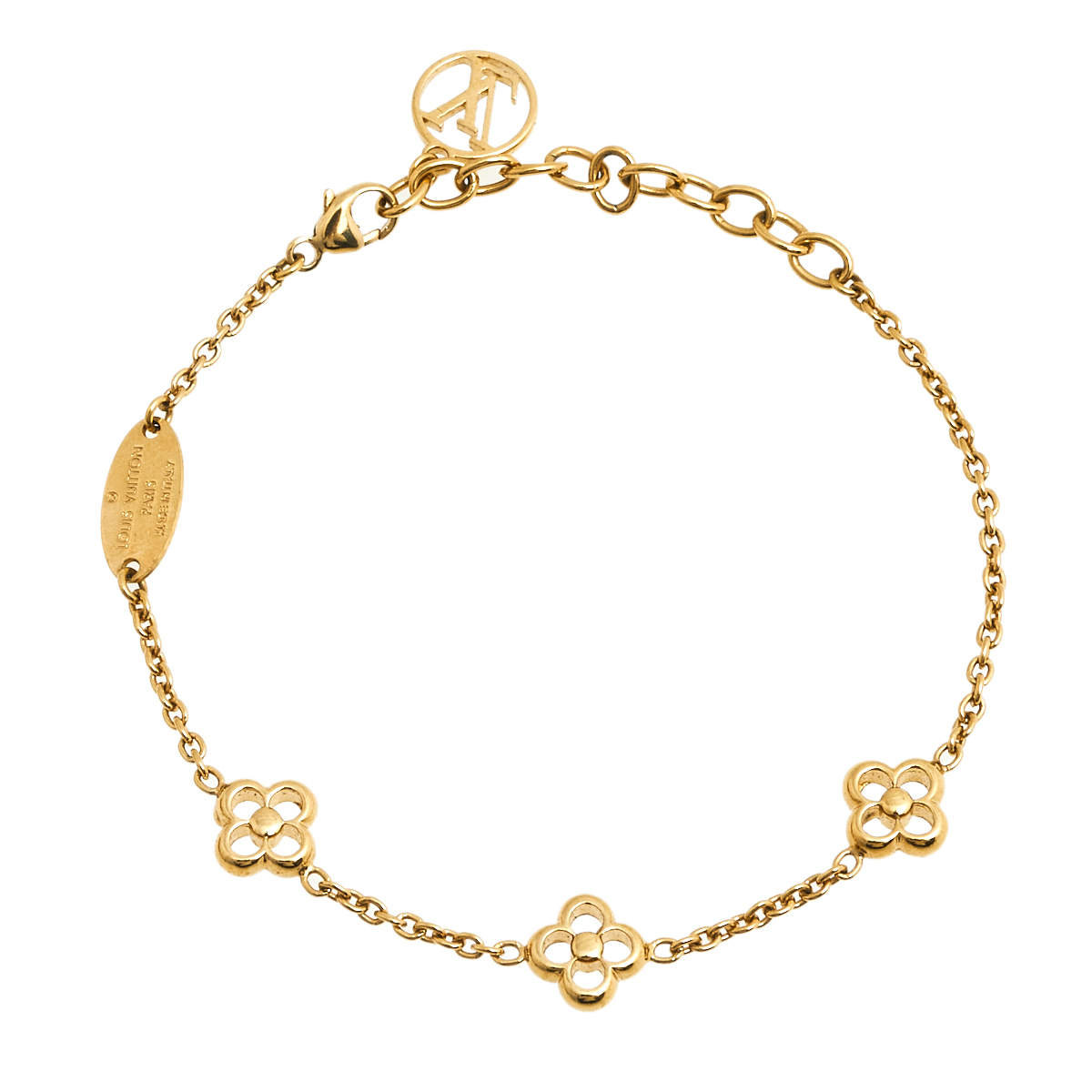 Louis Vuitton Flower Full Gold Tone Station Bracelet
