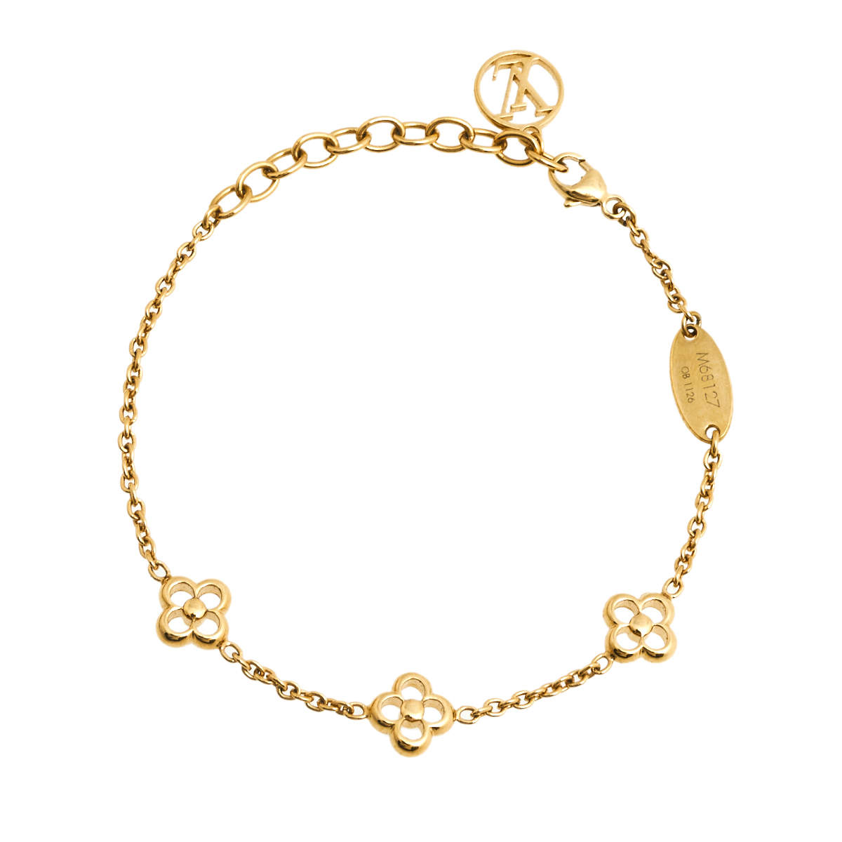 LOUIS VUITTON Brass Flower Full Bracelet Gold 911445