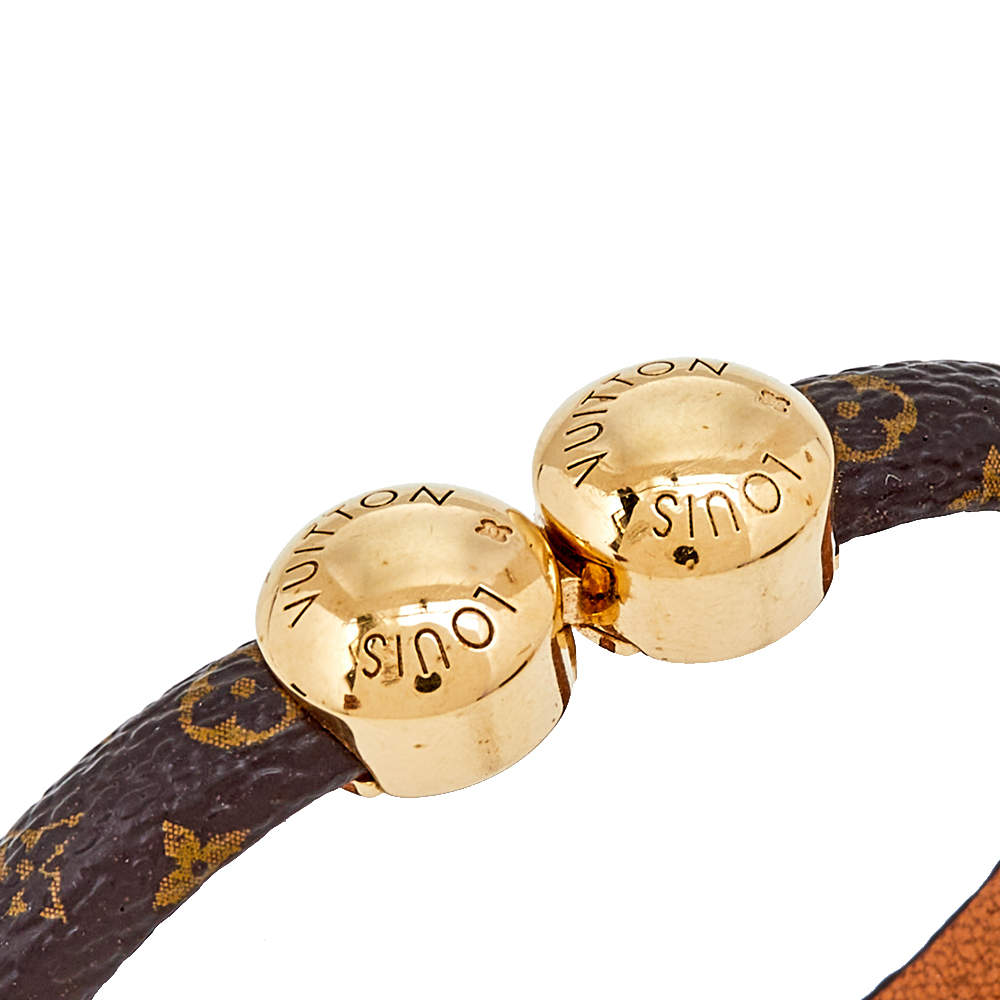 Louis Vuitton Gold Tone Historic Mini Monogram Bracelet 17 cm