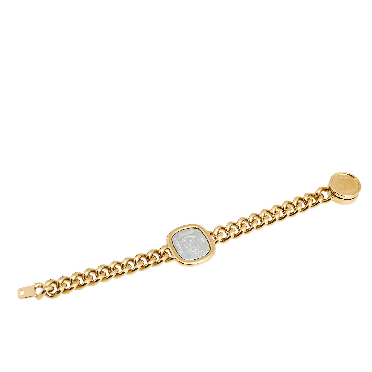 Louis Vuitton Goldtone Chainlink ID Bracelet - Yoogi's Closet