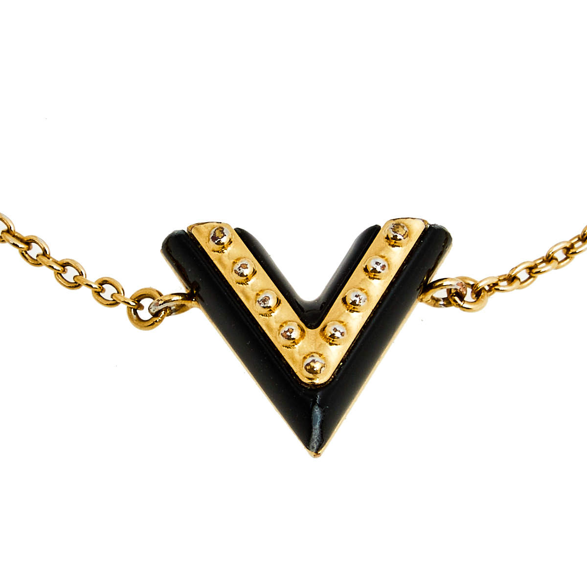 Louis Vuitton Black Lacquer Studded Essential V Bracelet Louis Vuitton