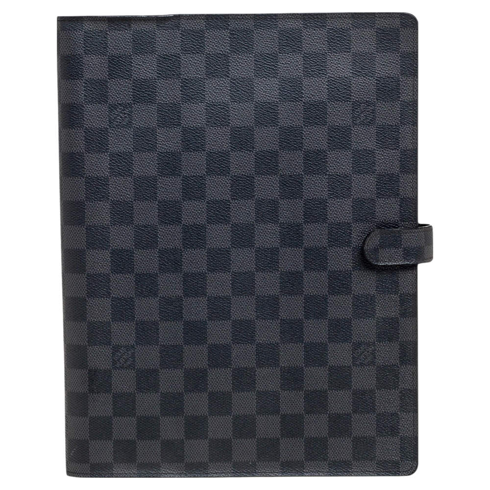 Pre Owned Louis Vuitton Damier Graphite Large Agenda Cover