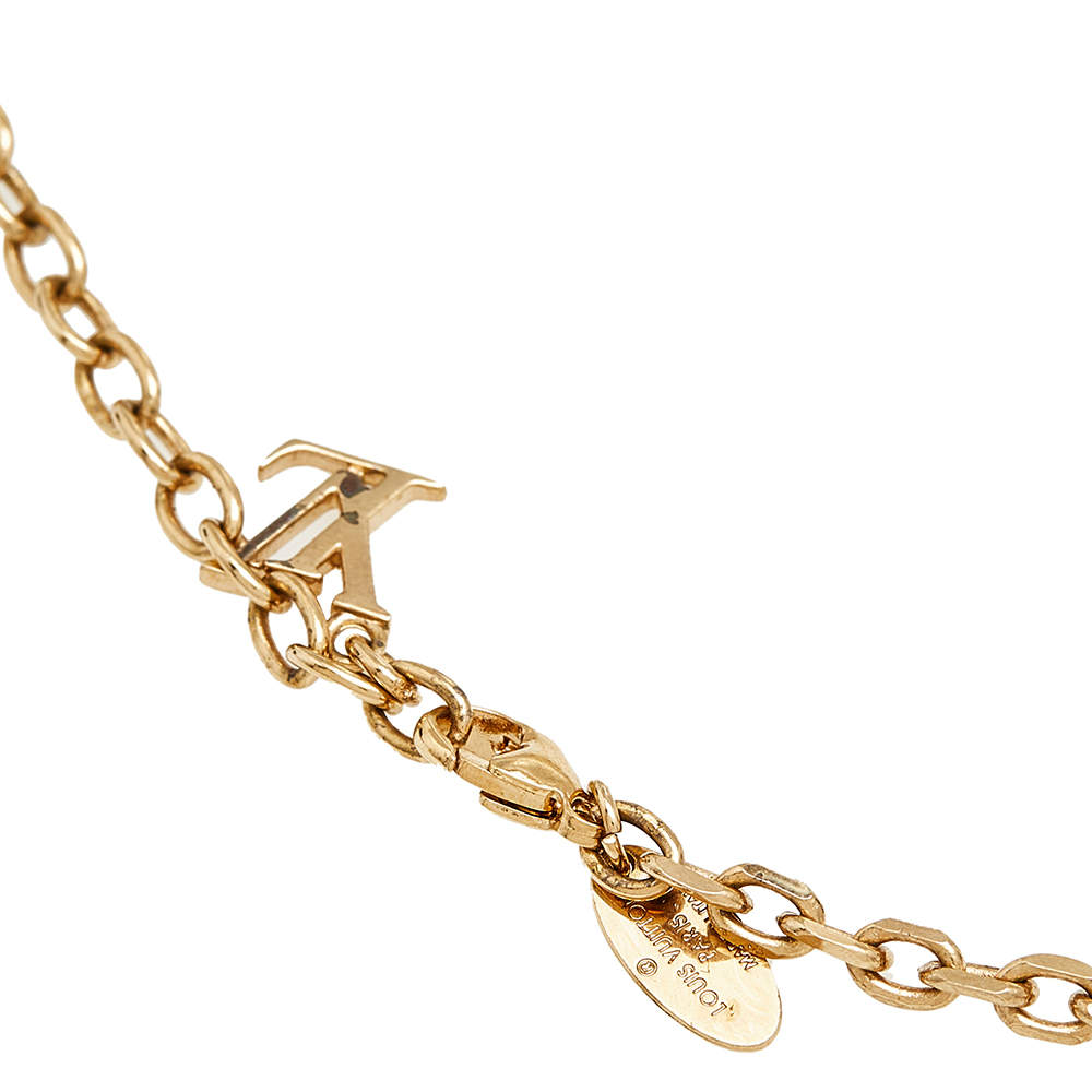 Louis Vuitton Gamble Long Necklace Metal and Crystals Gold 195056283