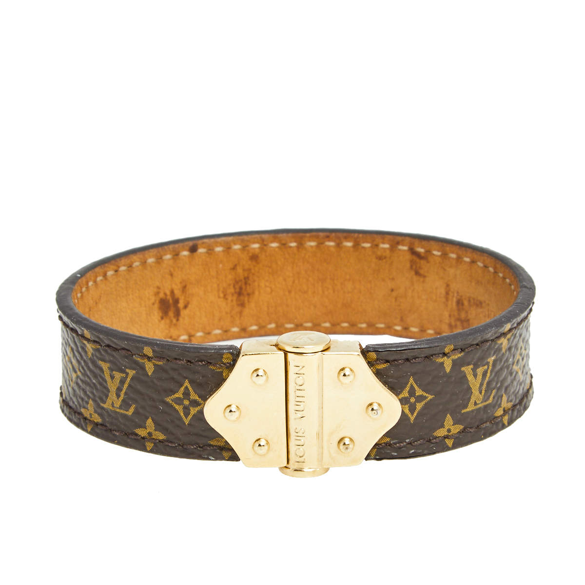 Pre Owned Louis Vuitton Brown Monogram Canvas Nano Bracelet 17