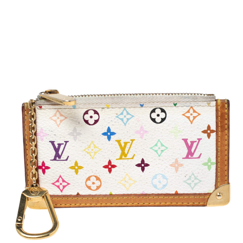 Pre Owned Louis Vuitton White Monogram Multicolore Canvas Key Pouch
