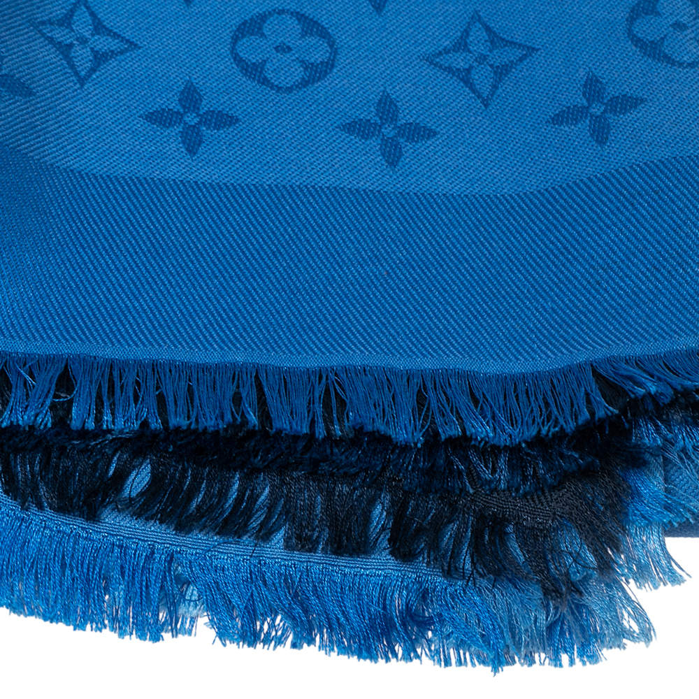 Louis Vuitton Blue Monogram Silk Wool Sunrise Shawl Louis Vuitton