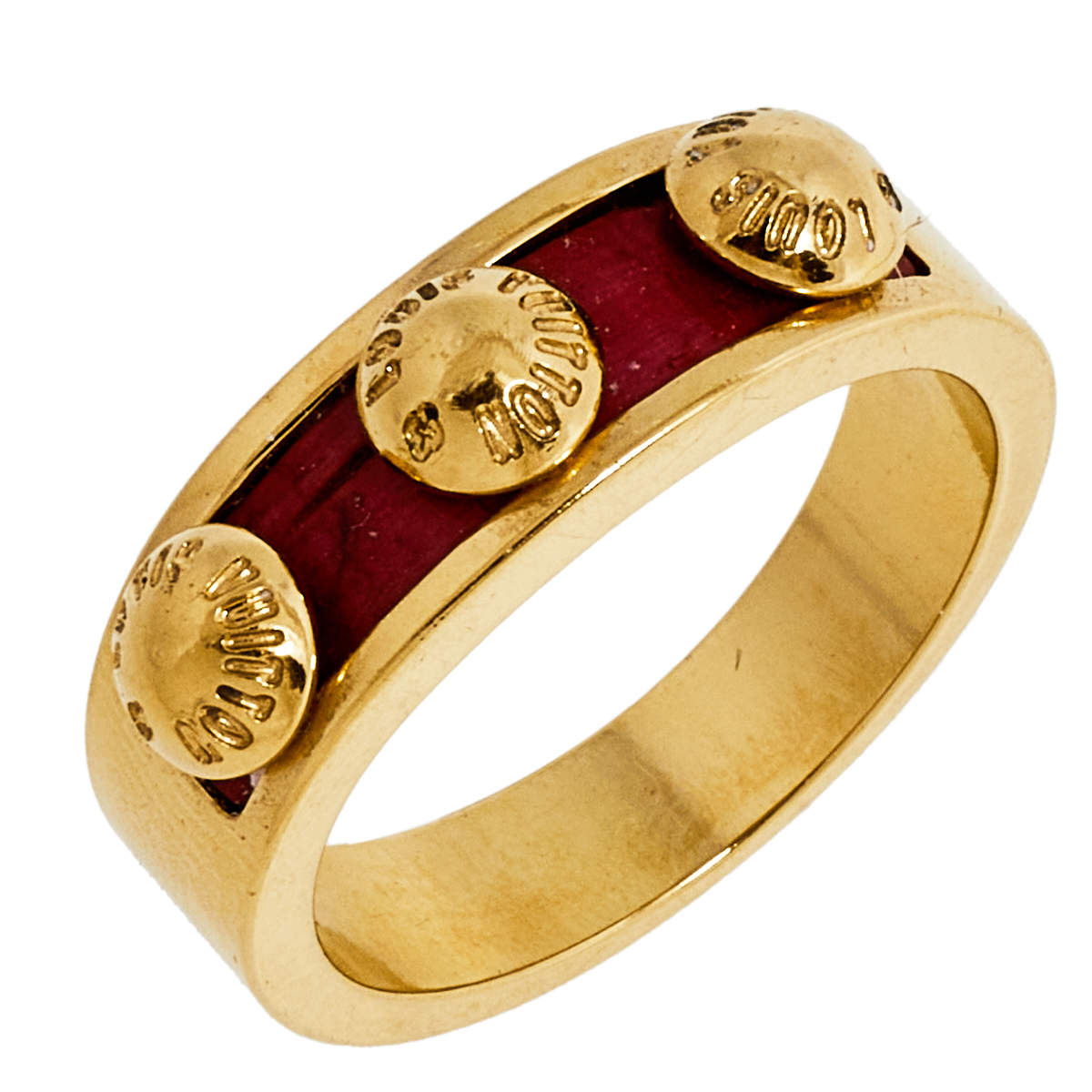 LOUIS VUITTON Leather Gimme A Clue Ring 6 Red 251057