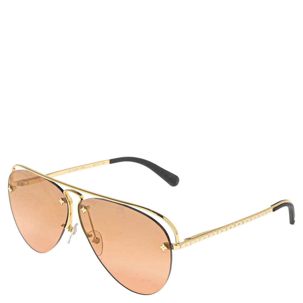 Louis Vuitton Goldtone Metal Rimless Aviator Grease Sunglasses Z1045W -  Yoogi's Closet