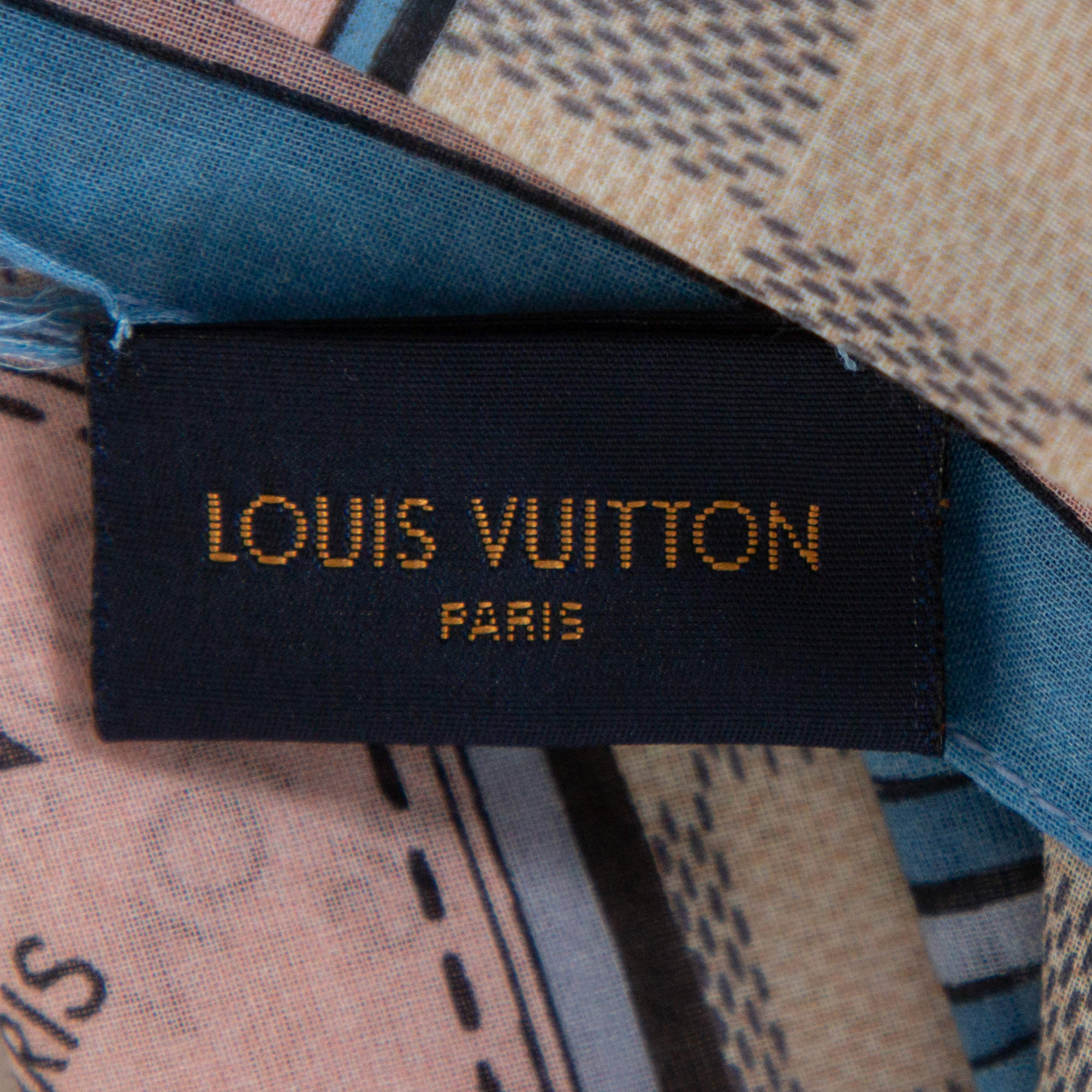 New LOUIS VUITTON DAMIER AZUR STRAPS 100% Cotton Scarf Bandana, 20, Blue  Cream