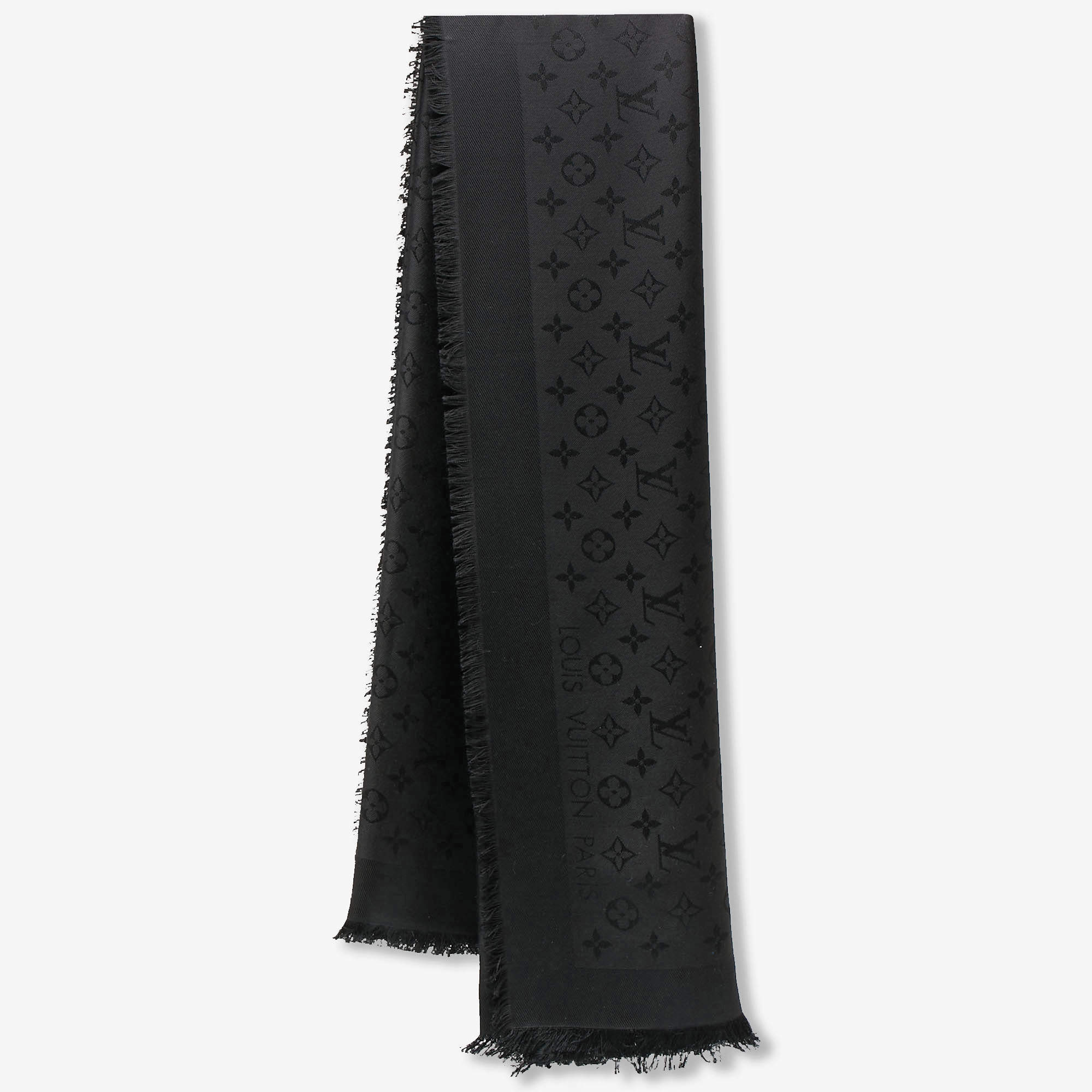 مملوكة مسبقًا Louis Vuitton Black Monogram Silk Wool Shawl