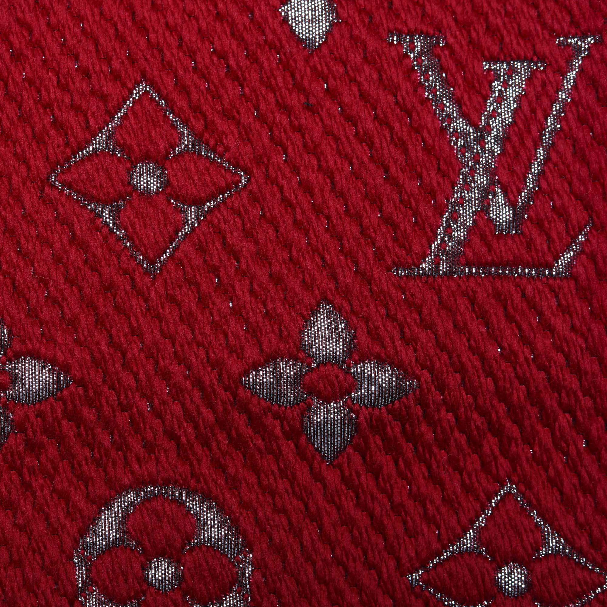 LOUIS VUITTON Scarf M72432 Escalp Logo Mania wool/silk Red Red Women Used