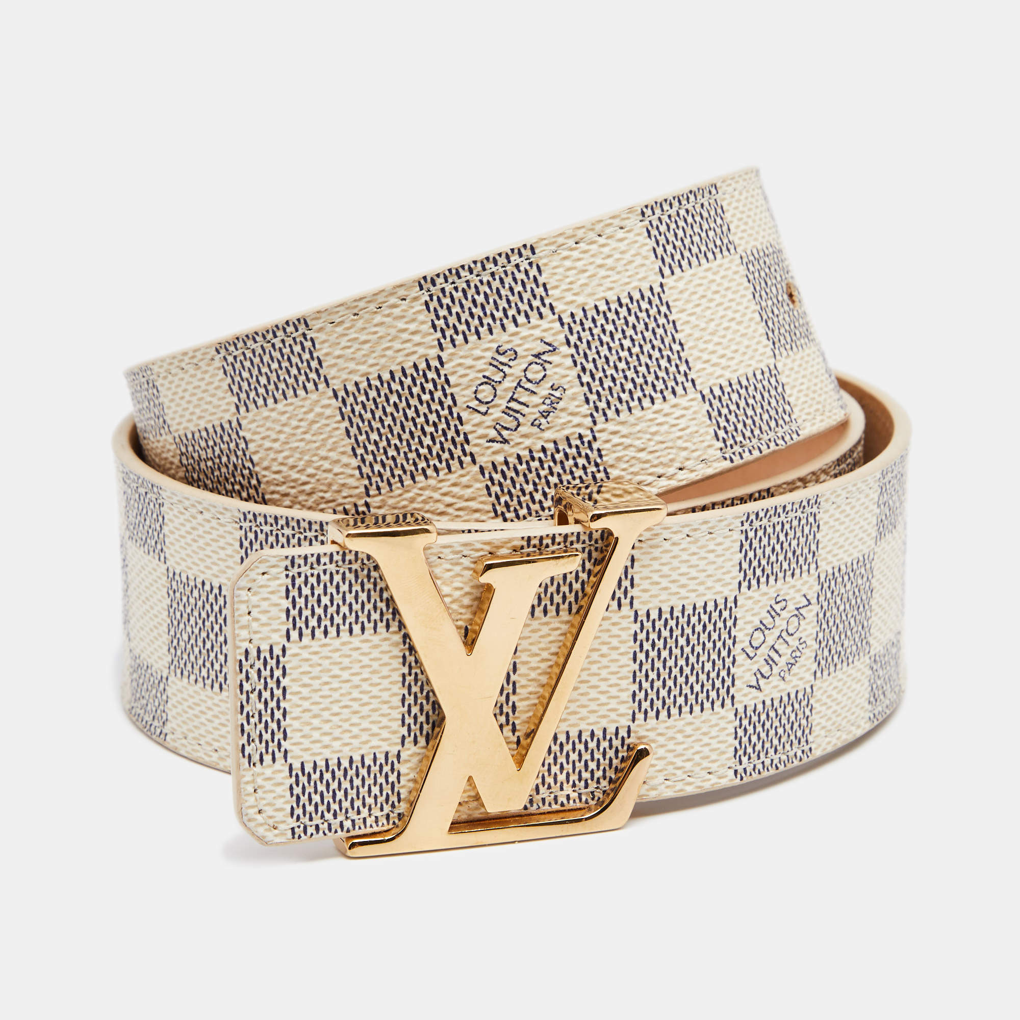 Louis Vuitton, Accessories, Authentic Louis Vuitton Lv Initials White Checkered  Belt