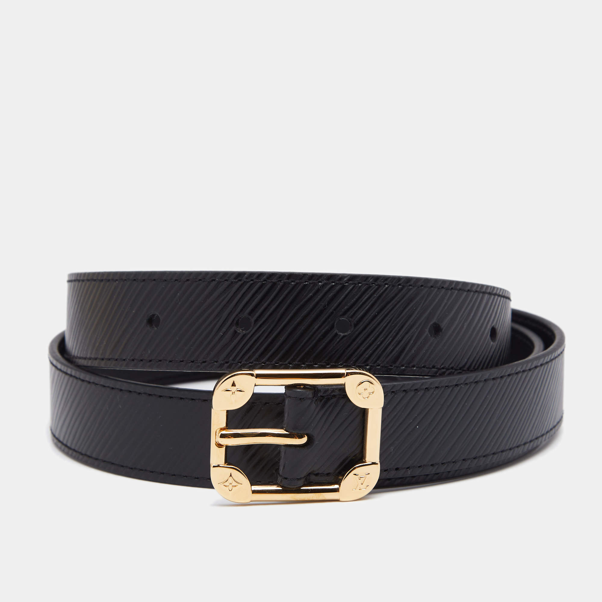 Louis Vuitton Black Epi Leather Malletier Buckle Belt 85CM Louis ...