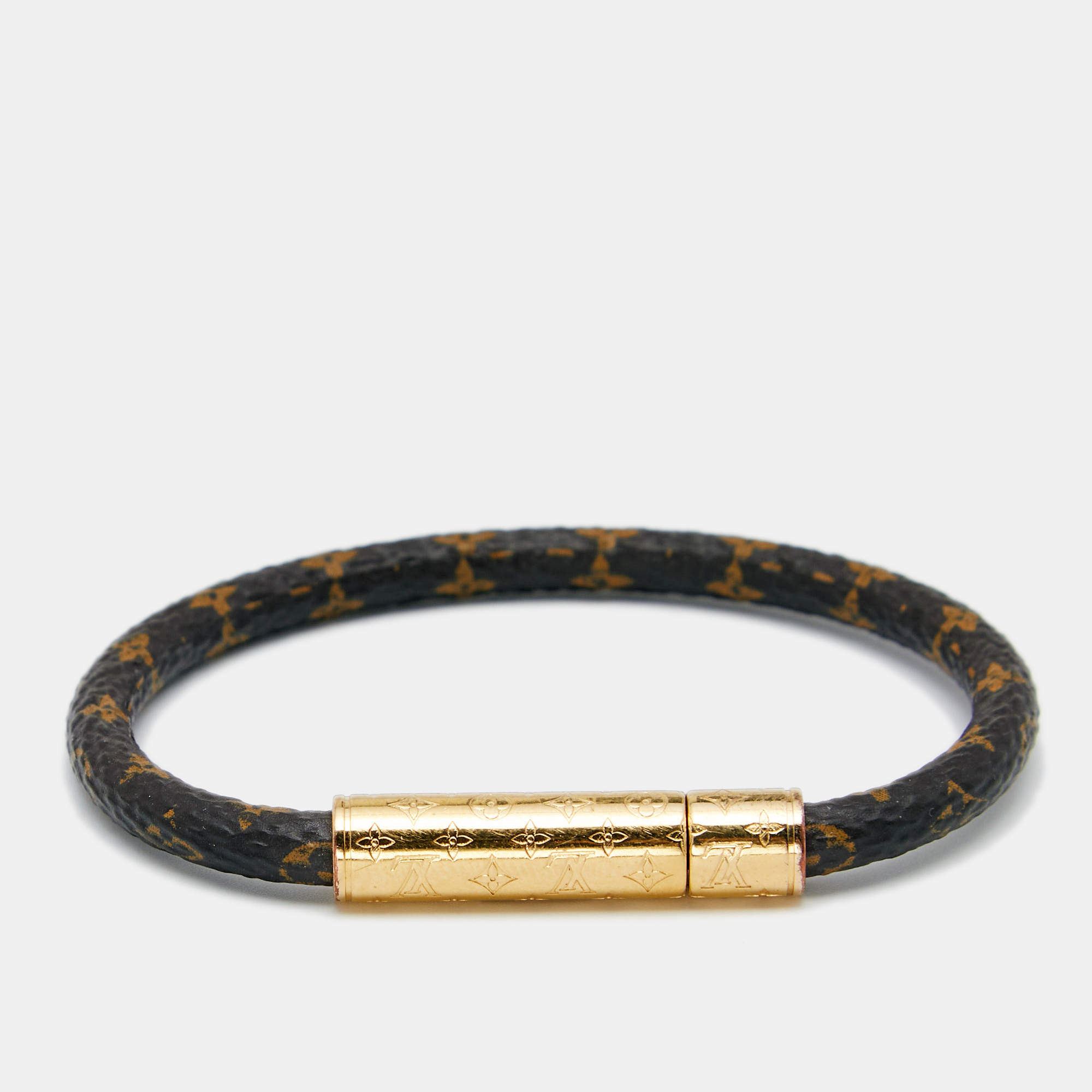 مملوكة مسبقًا سوار لوي فيتون كونفدينتشوال كانفاس مونوغرامي معدن لون ذهبي 