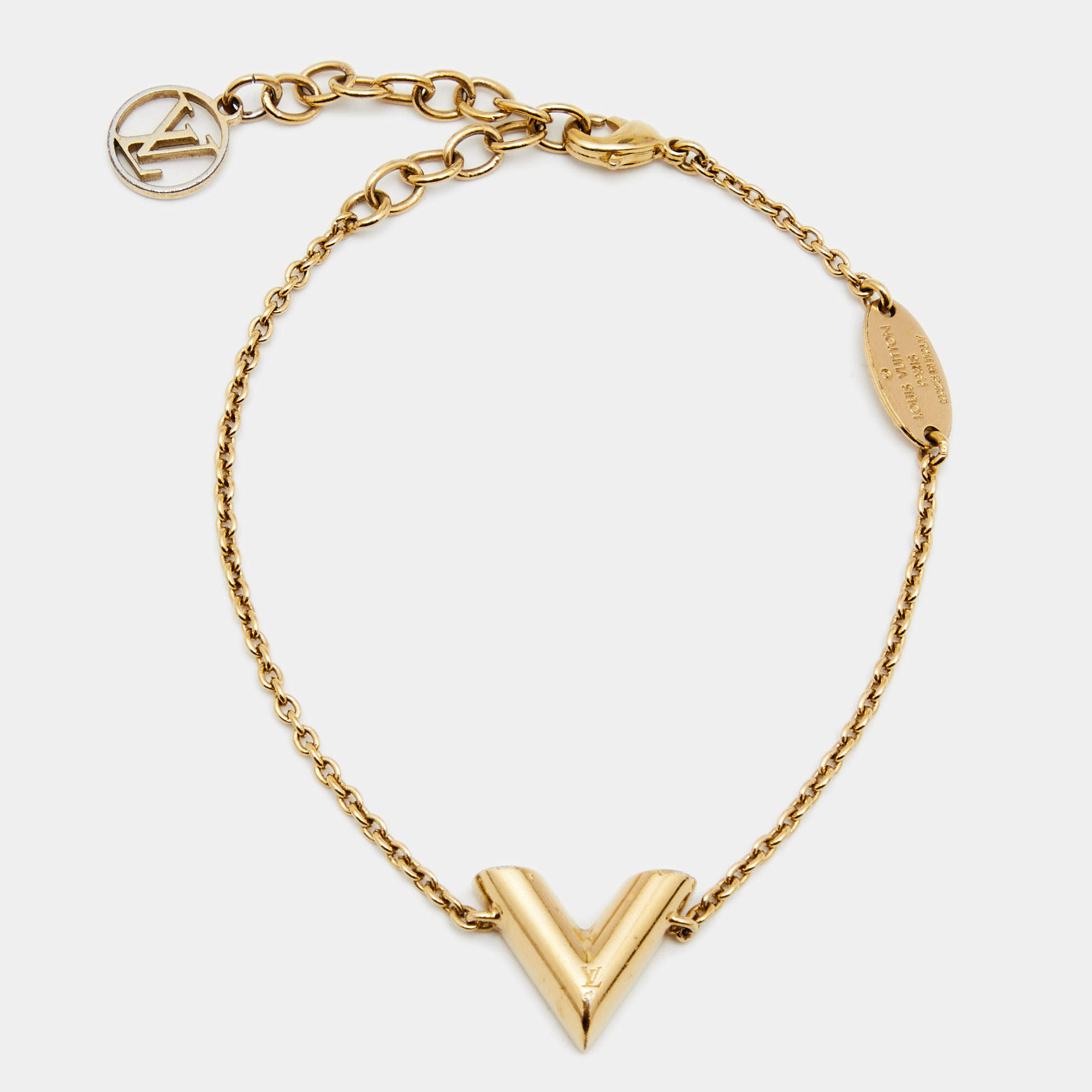 Pre Owned Louis Vuitton Gold Tone Essential V Bracelet