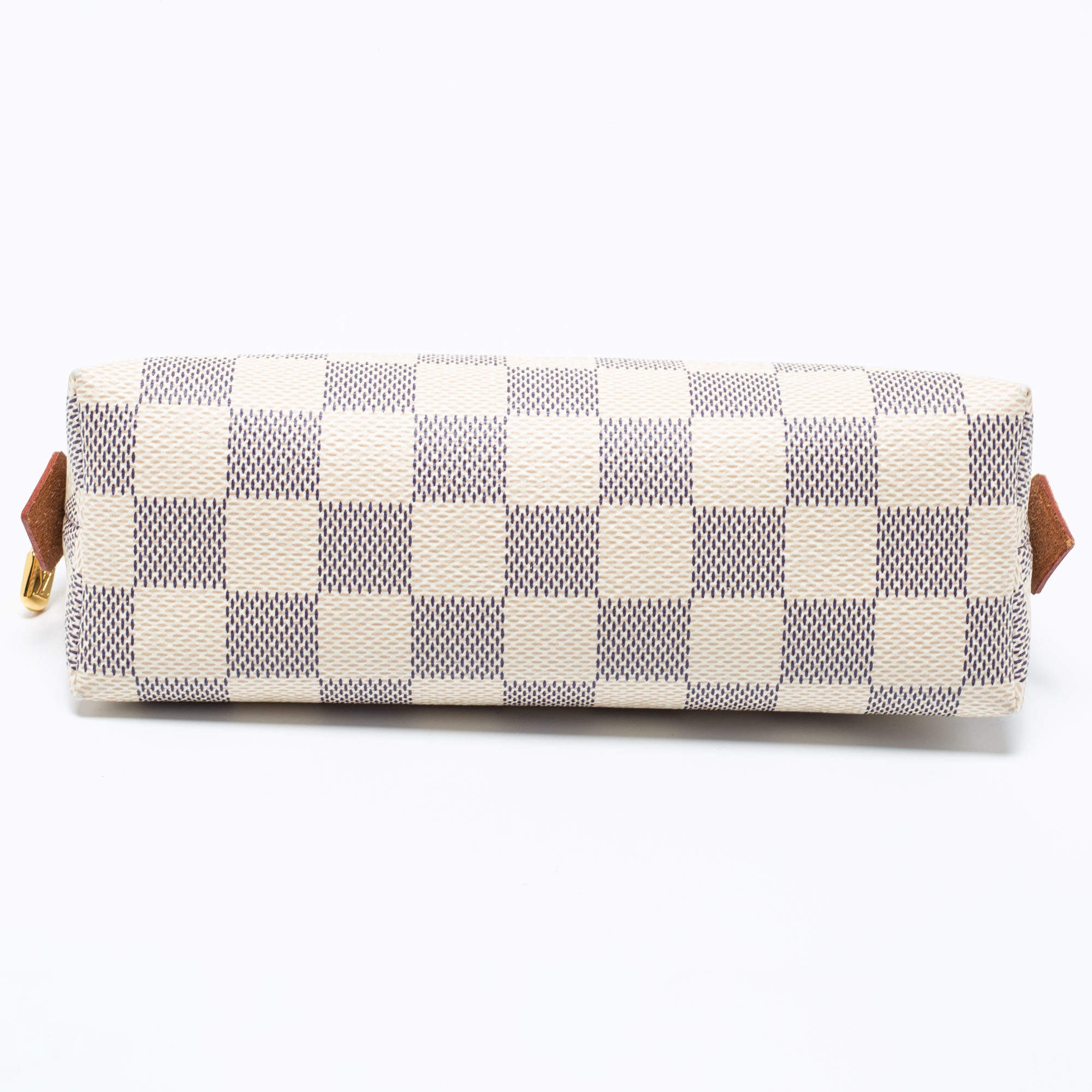 Louis Vuitton White Damier Checkered Pattern Zip Around White Azur Goldtone