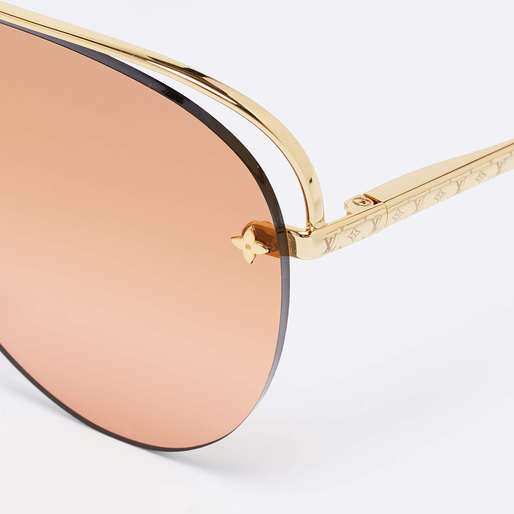 Louis Vuitton Goldtone Metal Rimless Aviator Grease Sunglasses