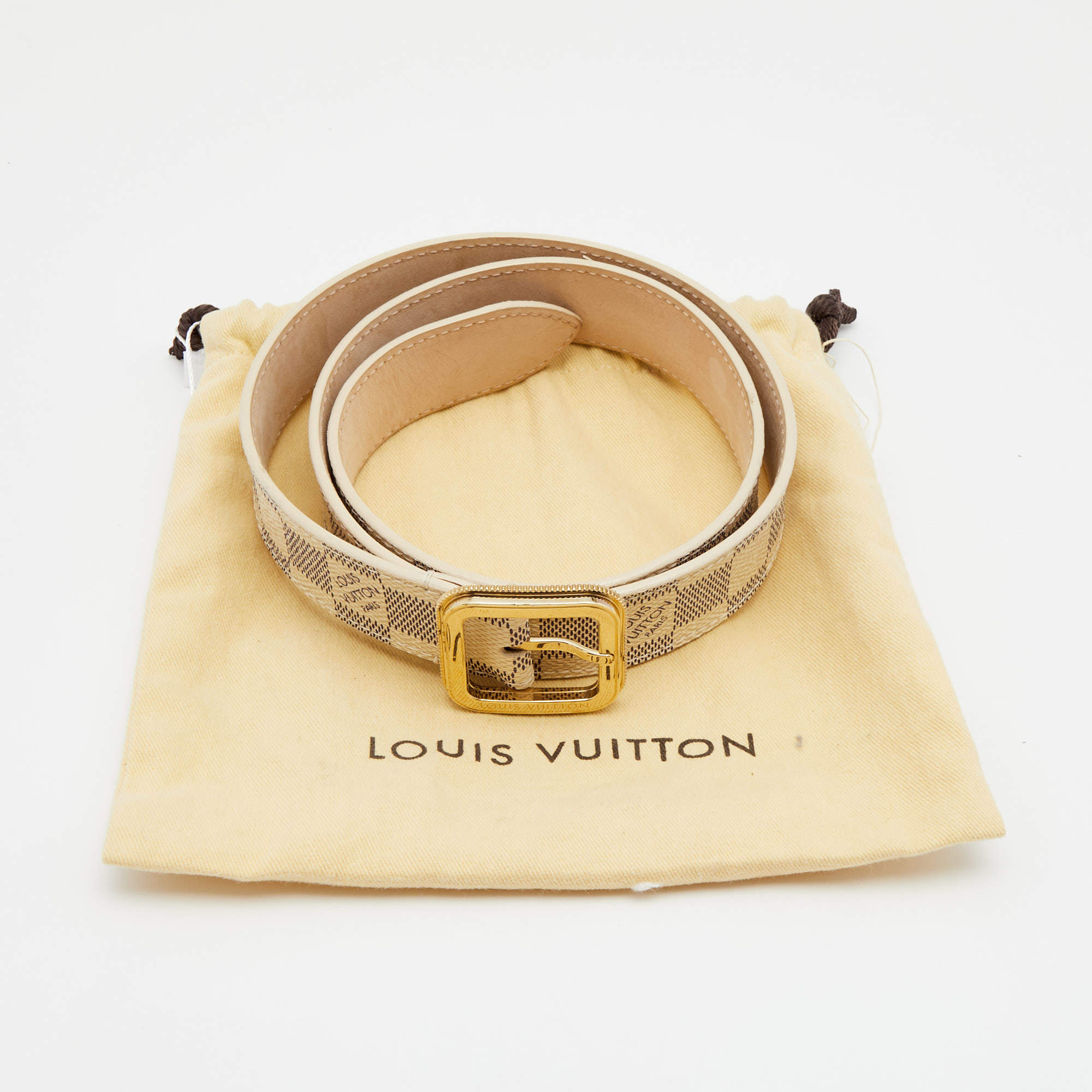 Louis Vuitton Damier Azur Canvas Tresor Belt Size 80 cm Louis