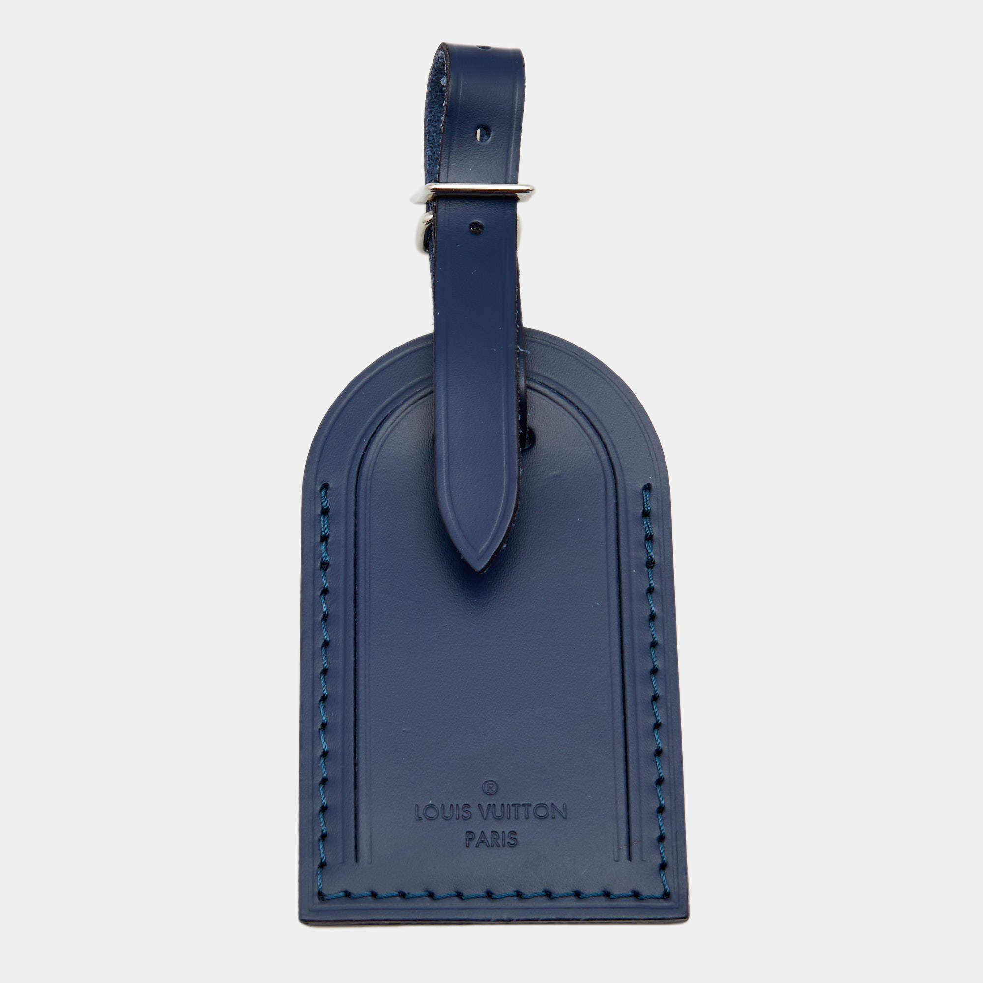 مملوكة مسبقًا Louis Vuitton Blue Leather Luggage Name Tag