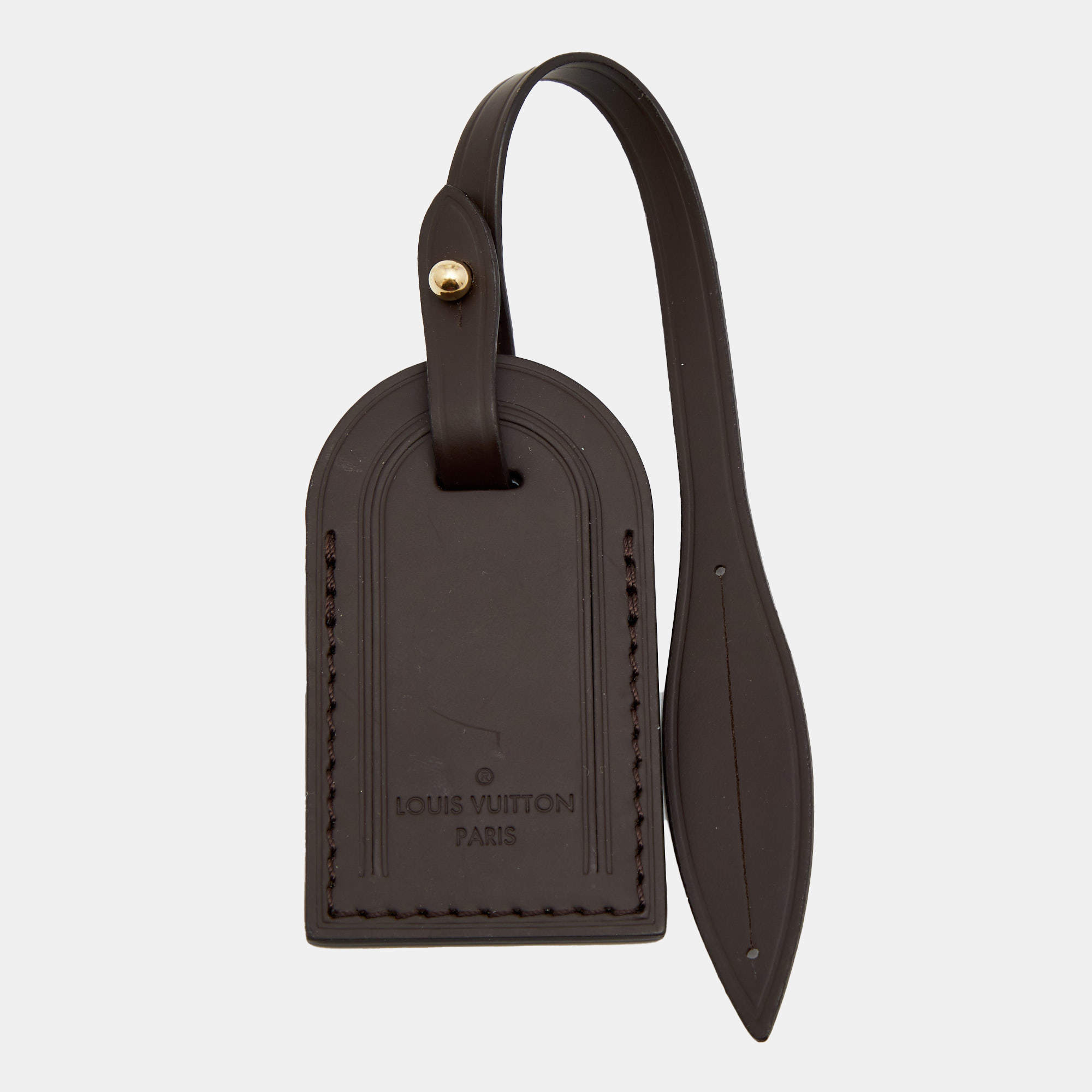 Pre Owned Louis Vuitton Brown Leather Luggage Name Tag