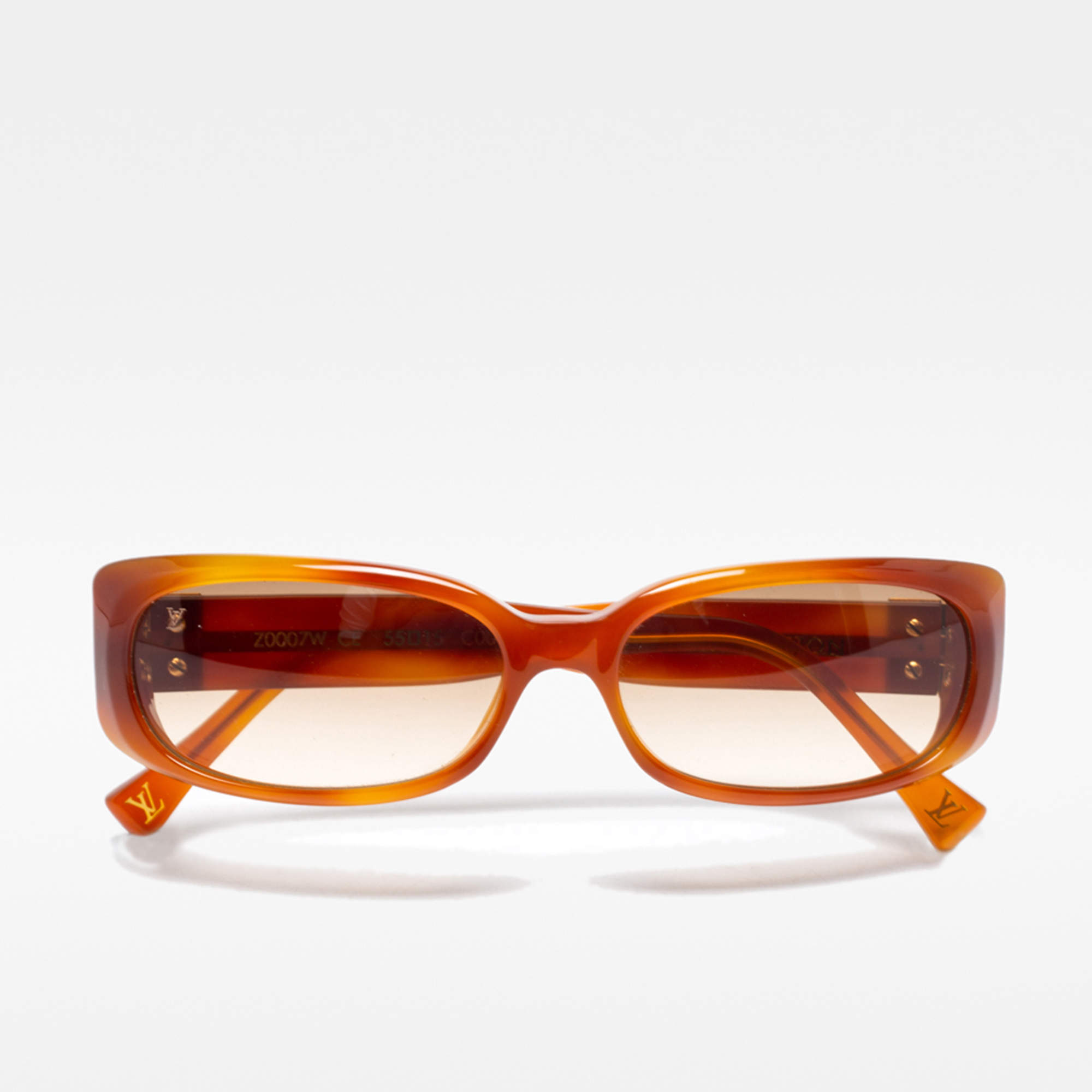 Pre Owned  نظارة شمسية لوي فيتون Z0007W مستطيلة بنية متدرجة/بنية هافانا