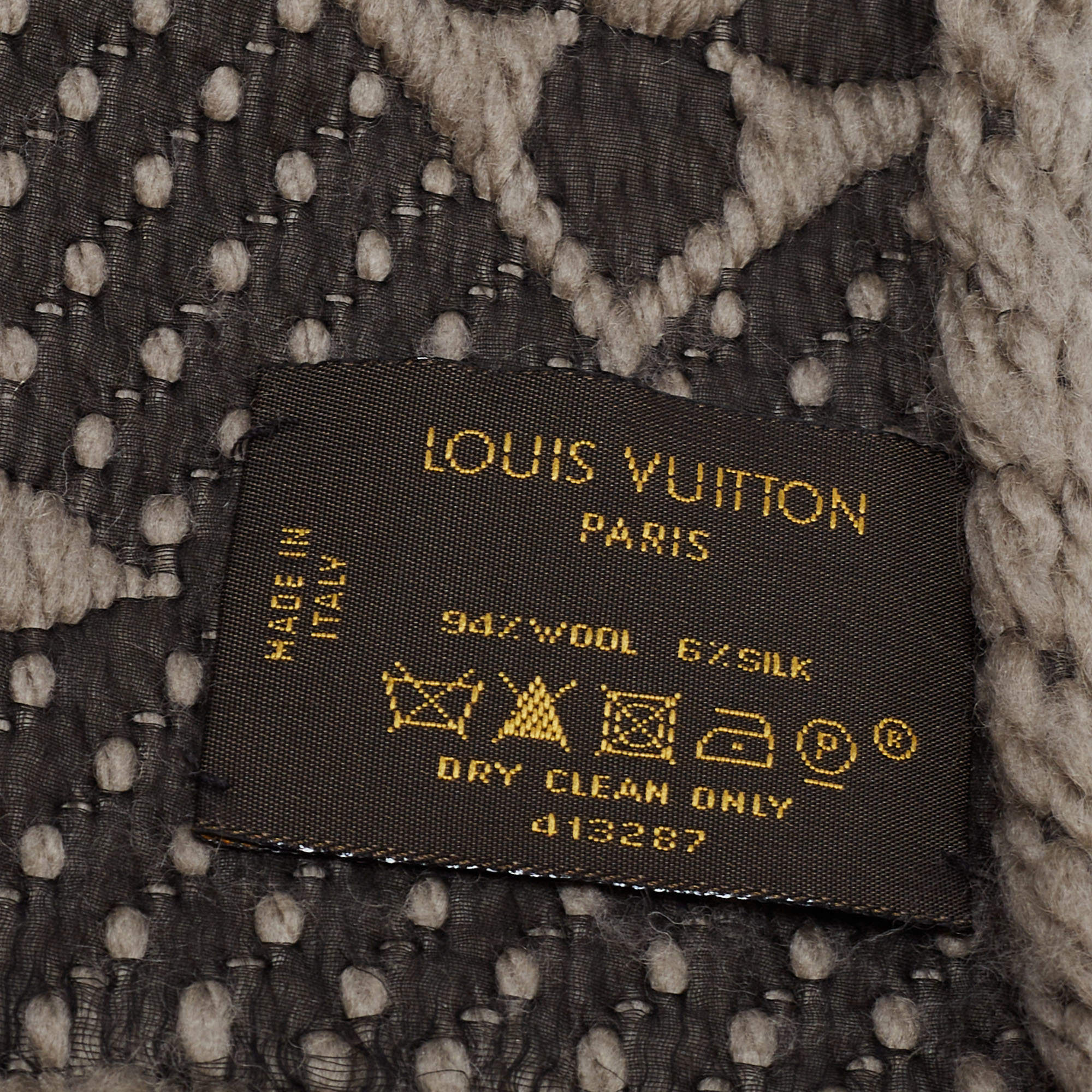 Louis Vuitton Grey Wool/Silk Logomania Scarf - modaselle