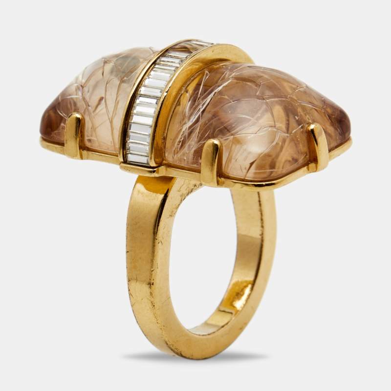 Louis Vuitton Gold Resin a La Folie Ring Size 3.5 - Yoogi's Closet