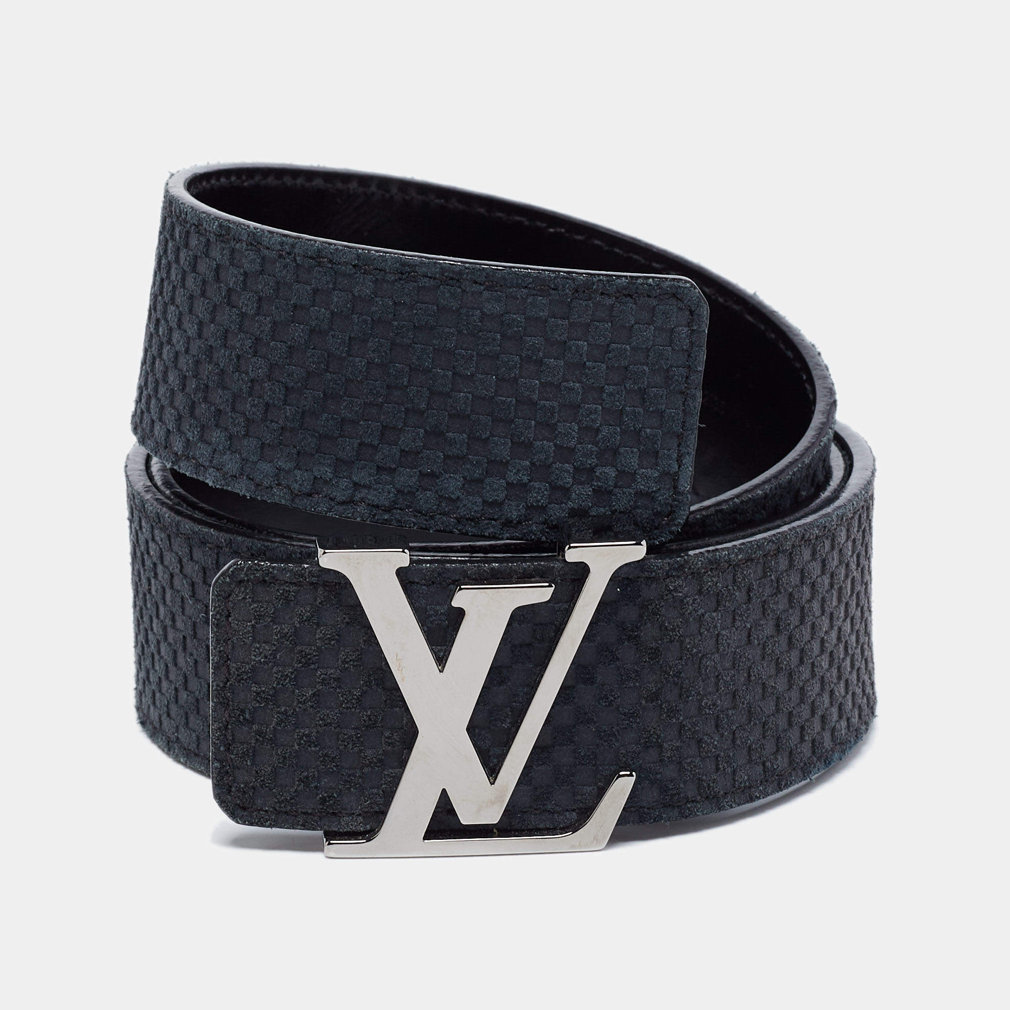 Louis Vuitton Black Mini Damier Suede LV Initiales Belt 90CM Louis ...