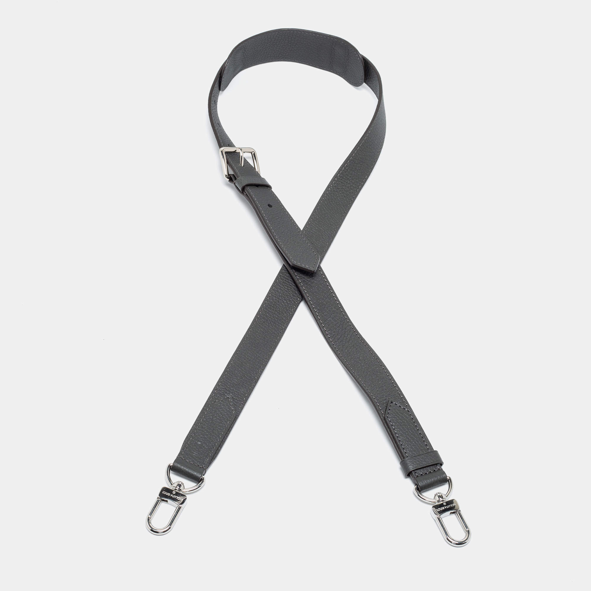 Pre Owned Louis Vuitton Dark Grey Leather Adjustable Shoulder Bag Strap