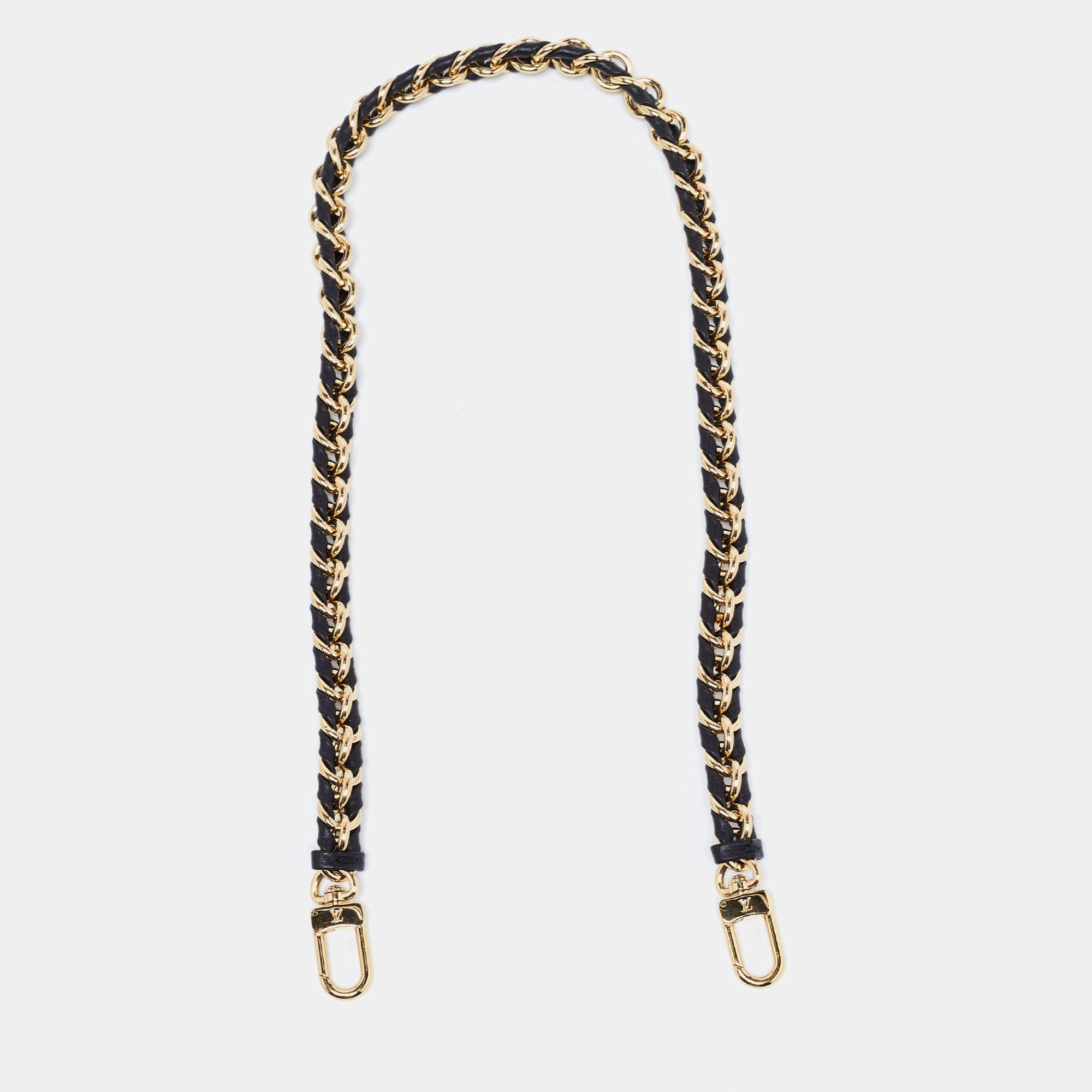 Louis Vuitton Black Braided Leather Chain Shoulder Bag Strap For