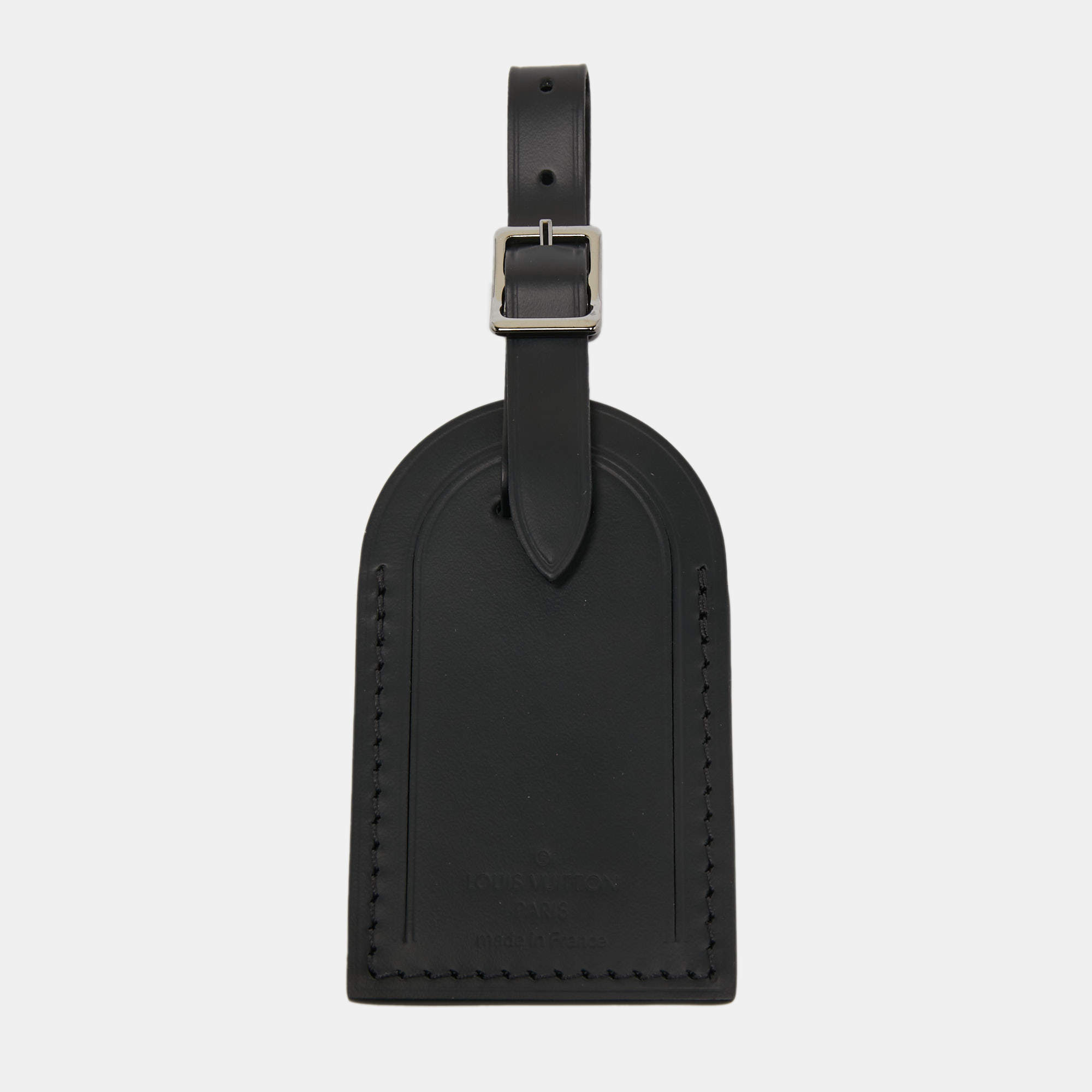 Louis Vuitton Large Luggage Tag w/Brass hw Black Leather - UNSTAMPED