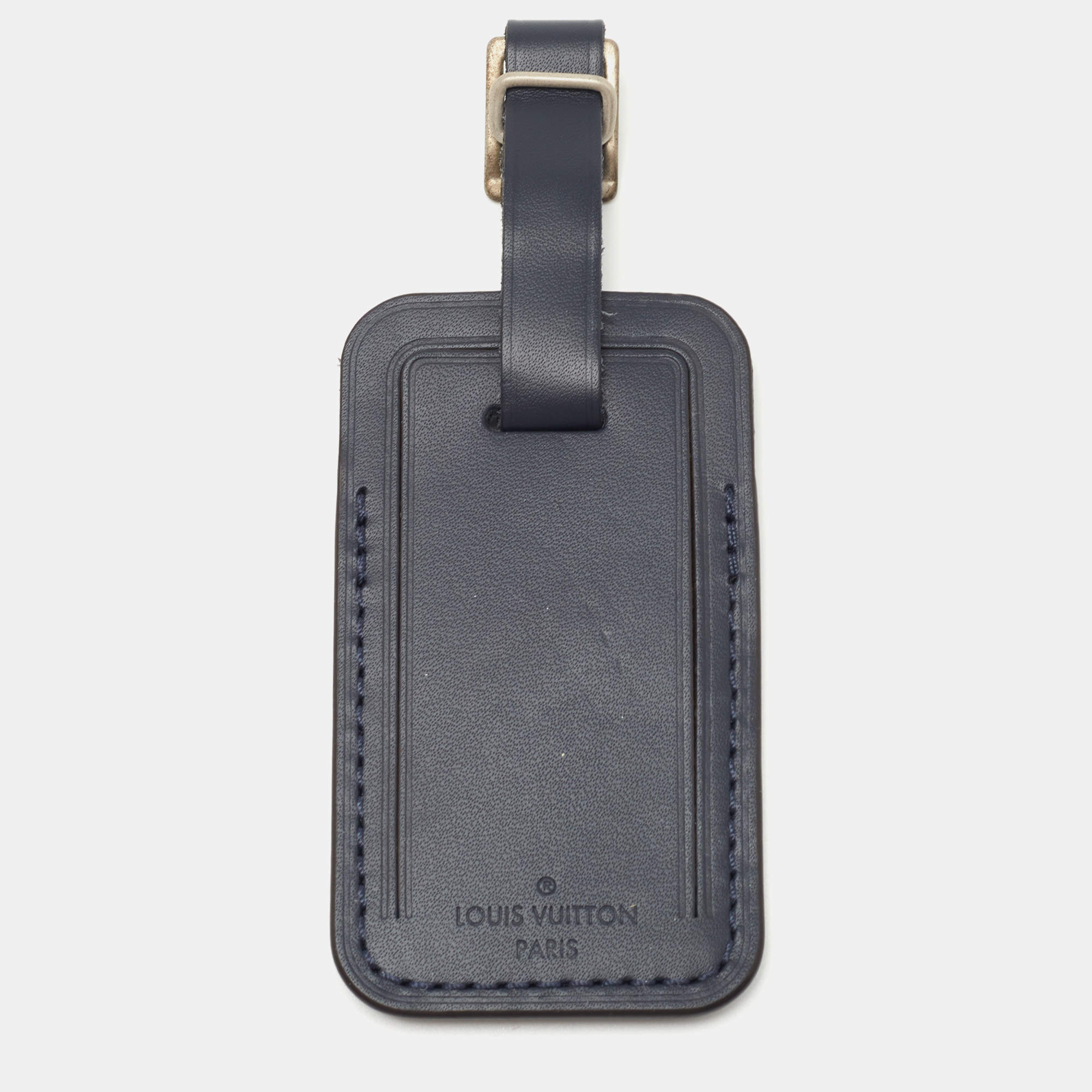 Pre Owned Louis Vuitton Blue Leather Luggage Name Tag