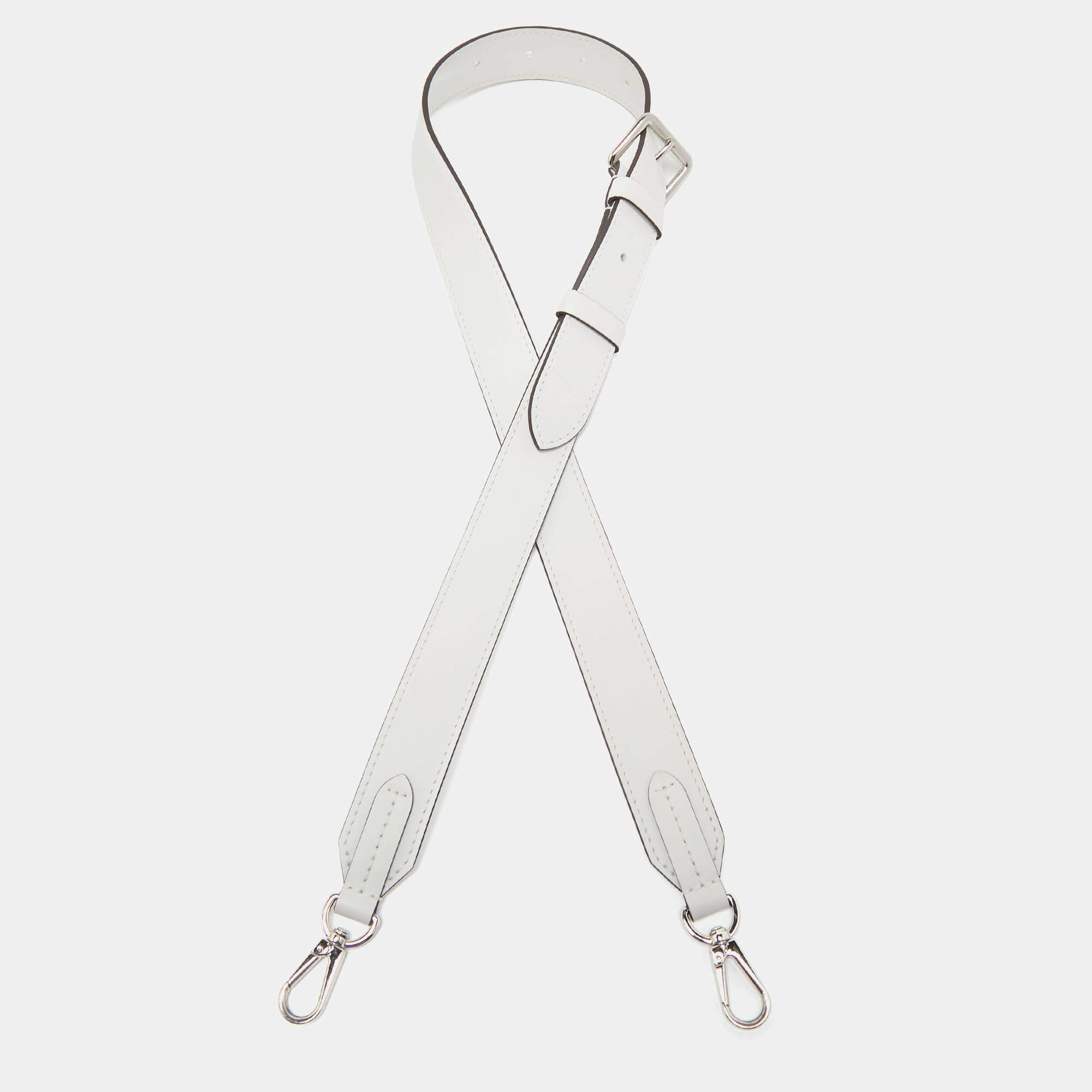 Pre Owned Louis Vuitton White Leather Adjustable Bag Shoulder Strap