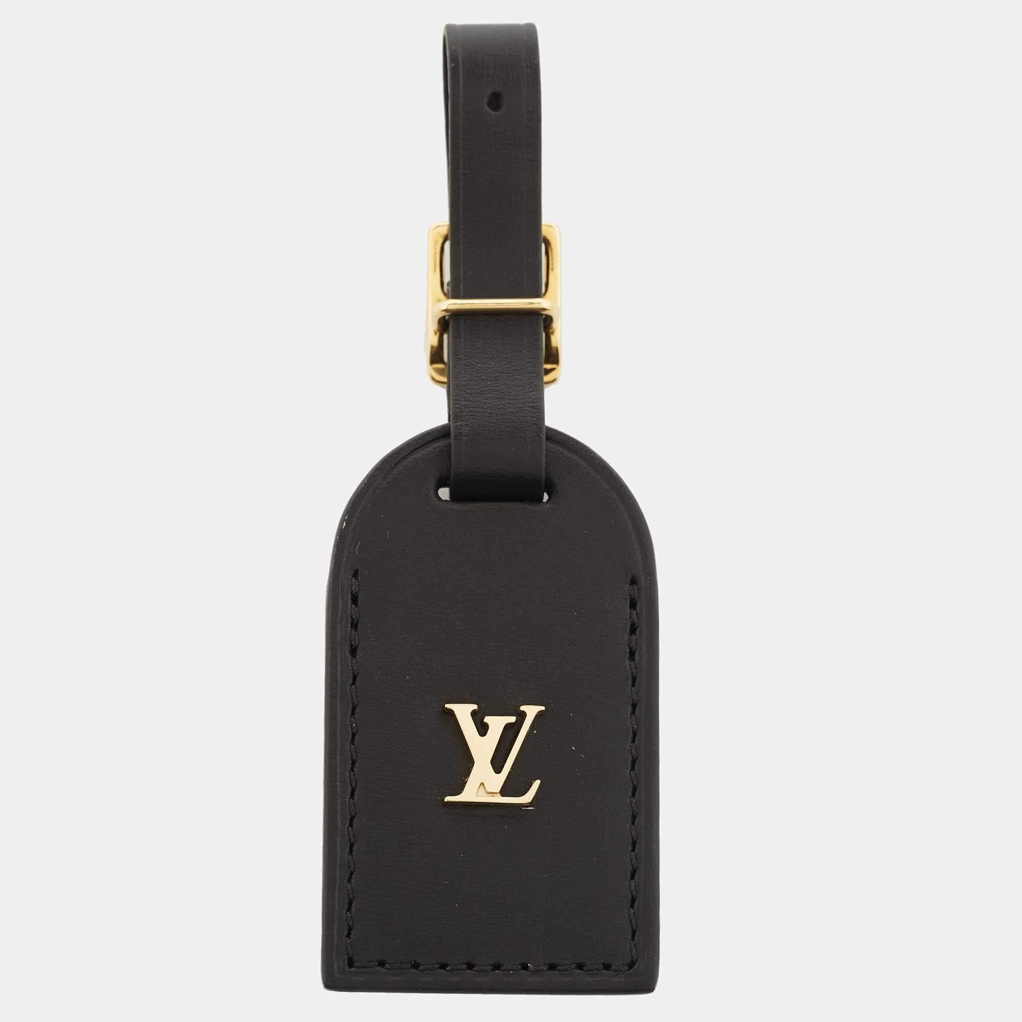 مملوكة مسبقًا Louis Vuitton Black Leather Luggage Name Tag