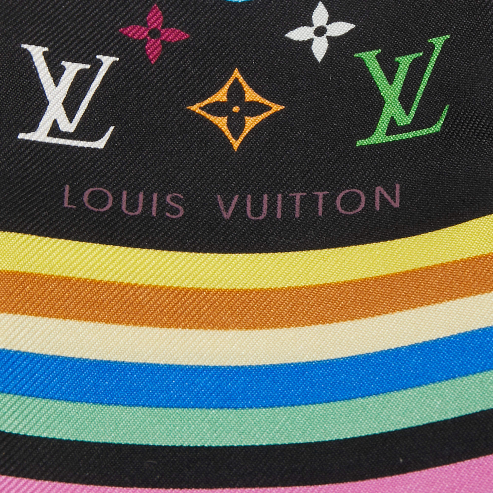 LOUIS VUITTON Silk Monogram Multicolor Bandeau Black 856031