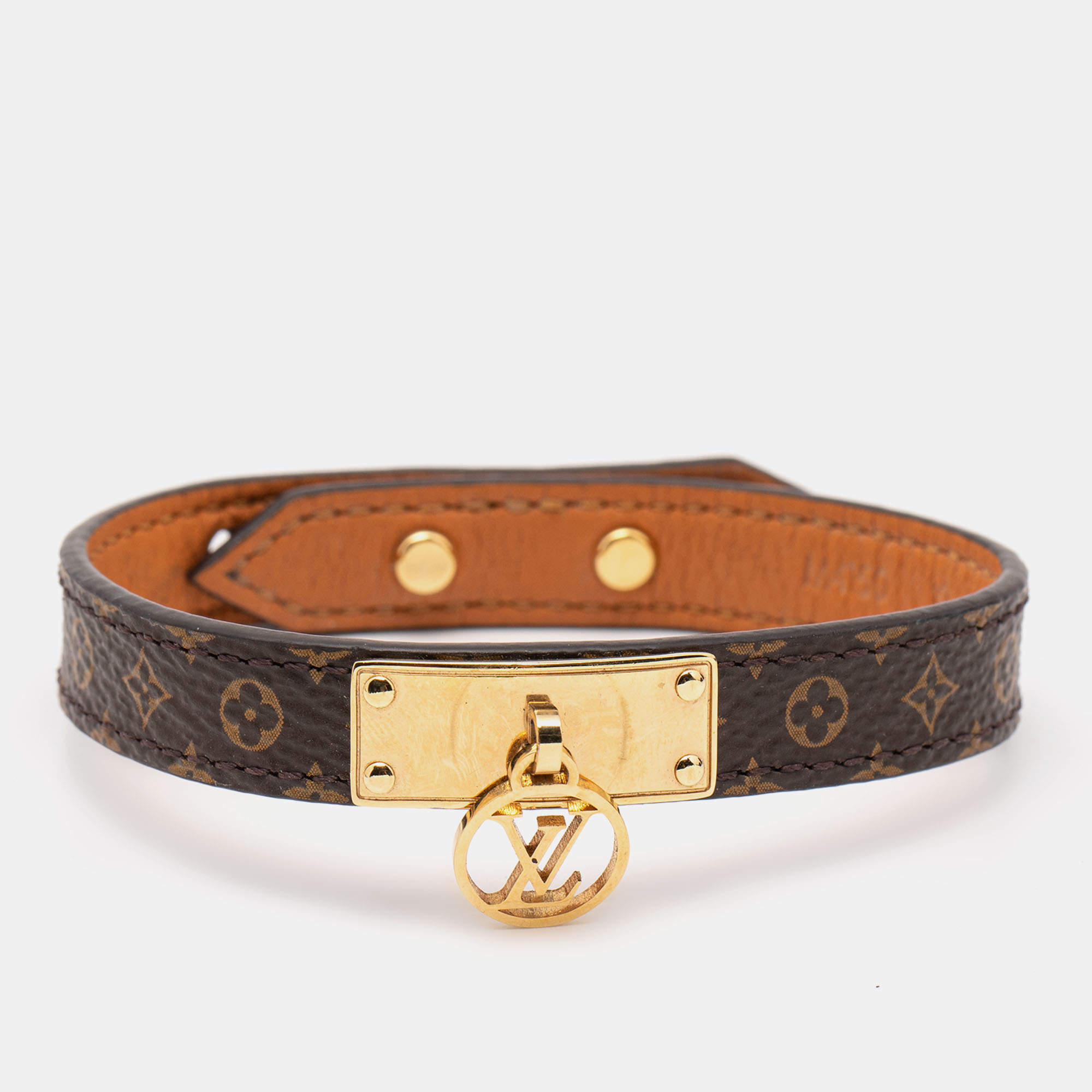 Pre Owned Louis Vuitton Monogram Canvas Gold Tone Bracelet