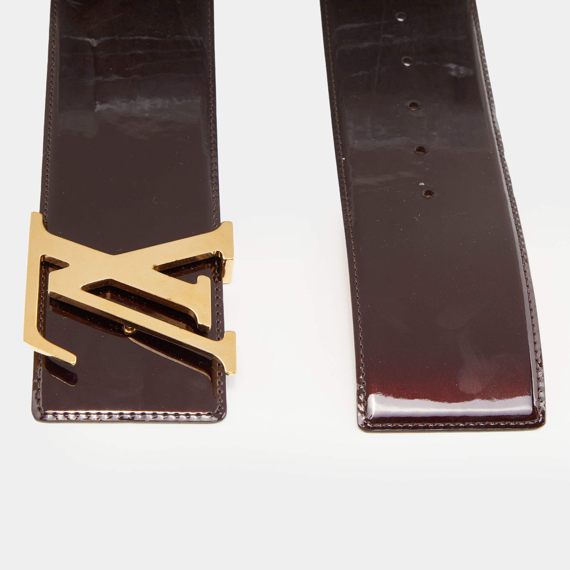 Louis Vuitton Amarante Vernis Leather LV Initiales Waist Belt 90 CM Louis  Vuitton