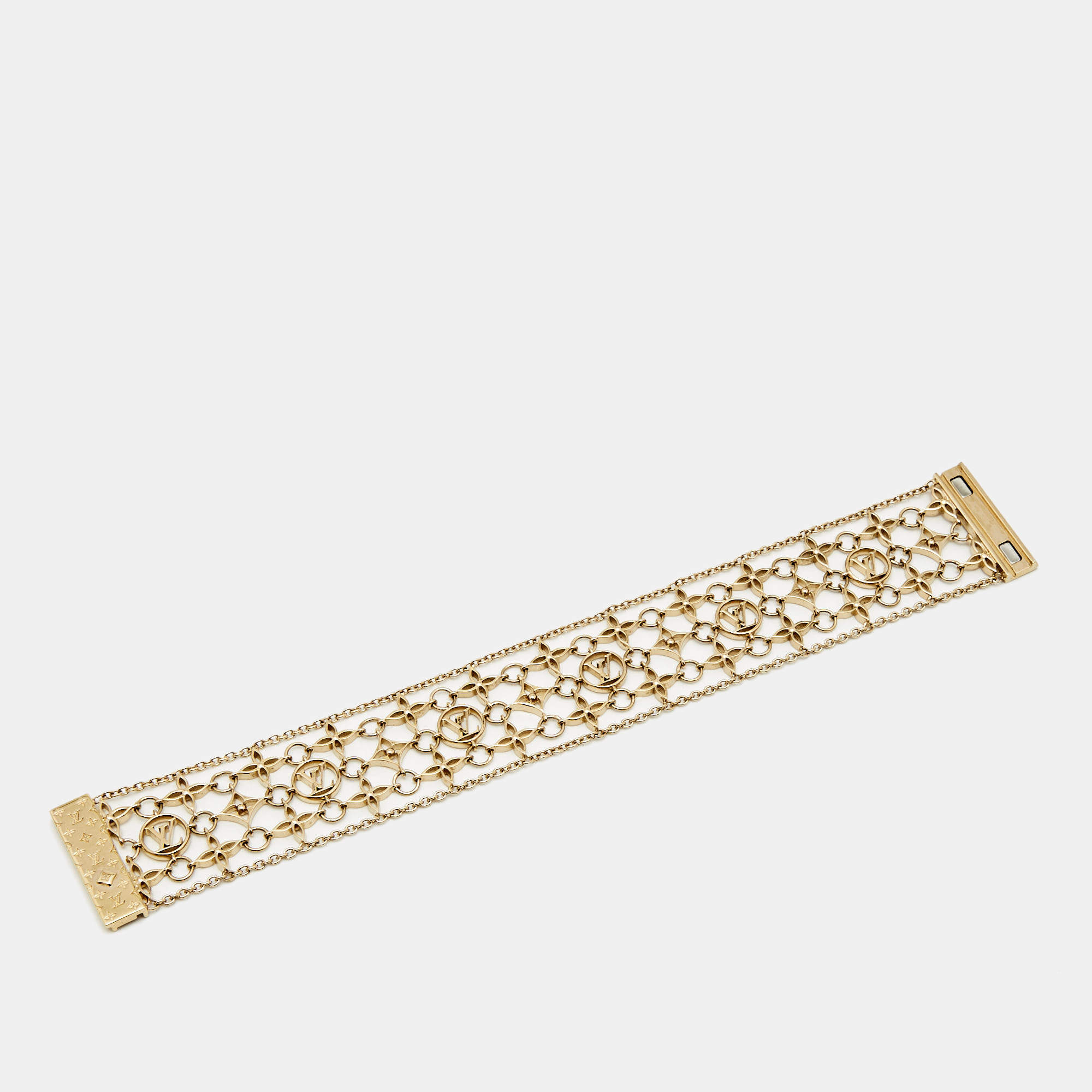 Pre Owned Louis Vuitton Filigram Gold Tone Bracelet M
