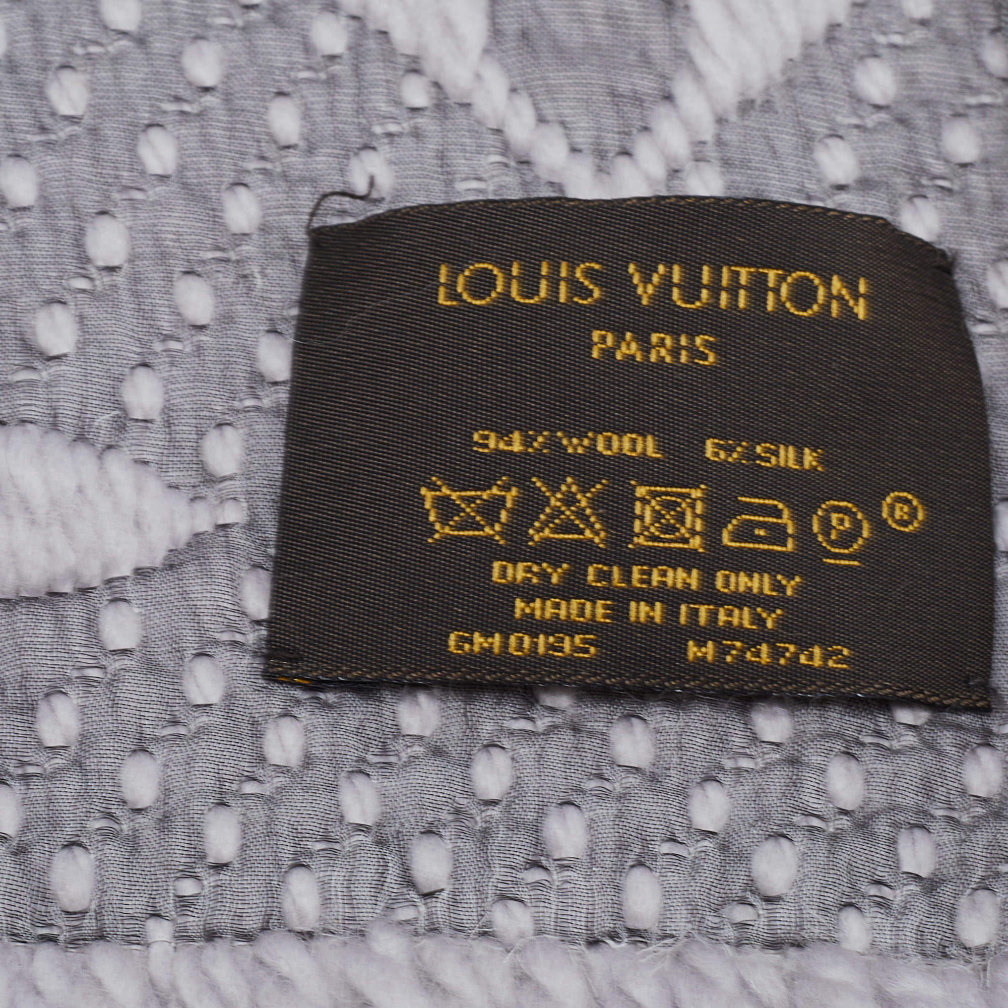 LOUIS VUITTON Wool Silk Rainbow Logomania Scarf Grey 625029