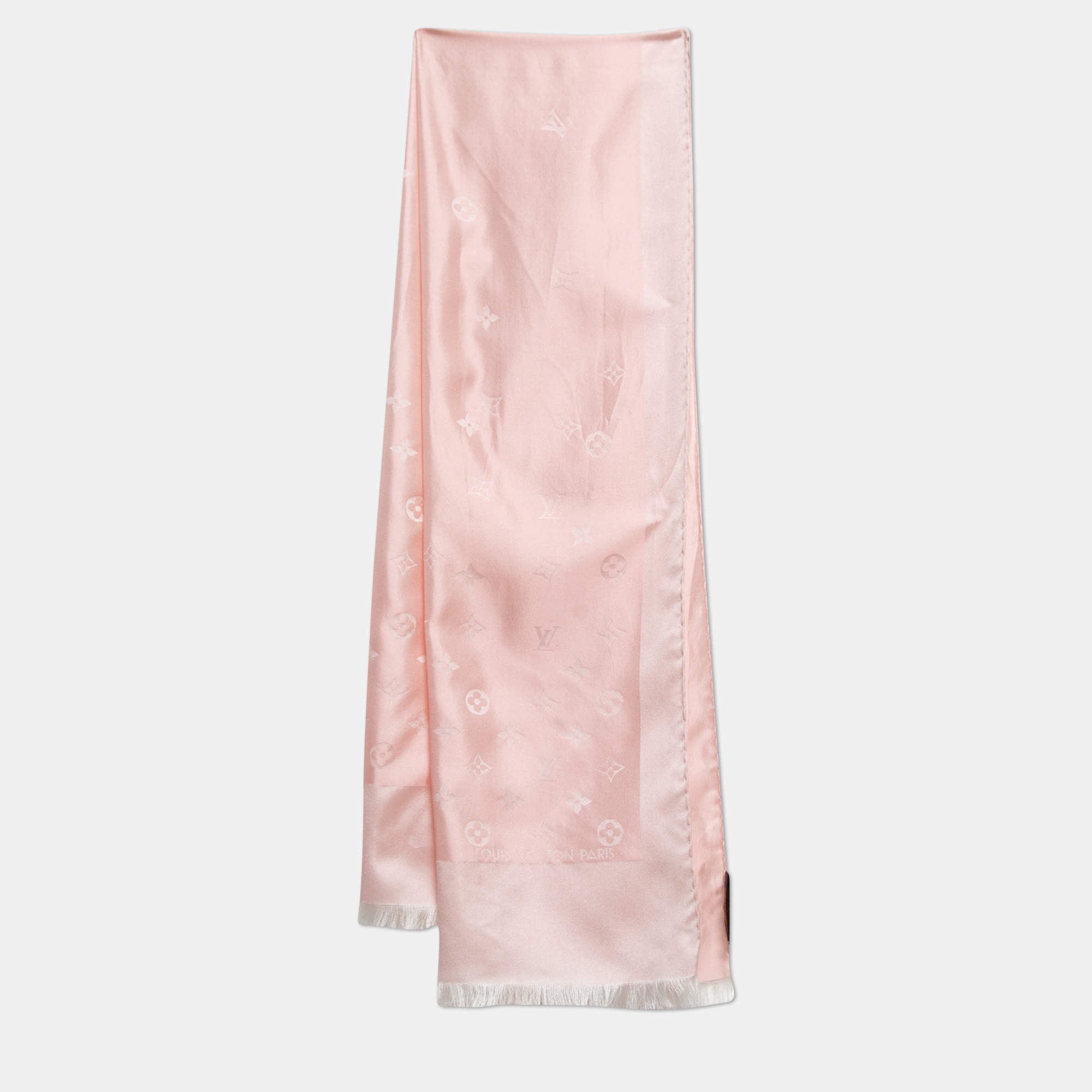 Louis Vuitton Pink Monogram Pattern Silk Stole