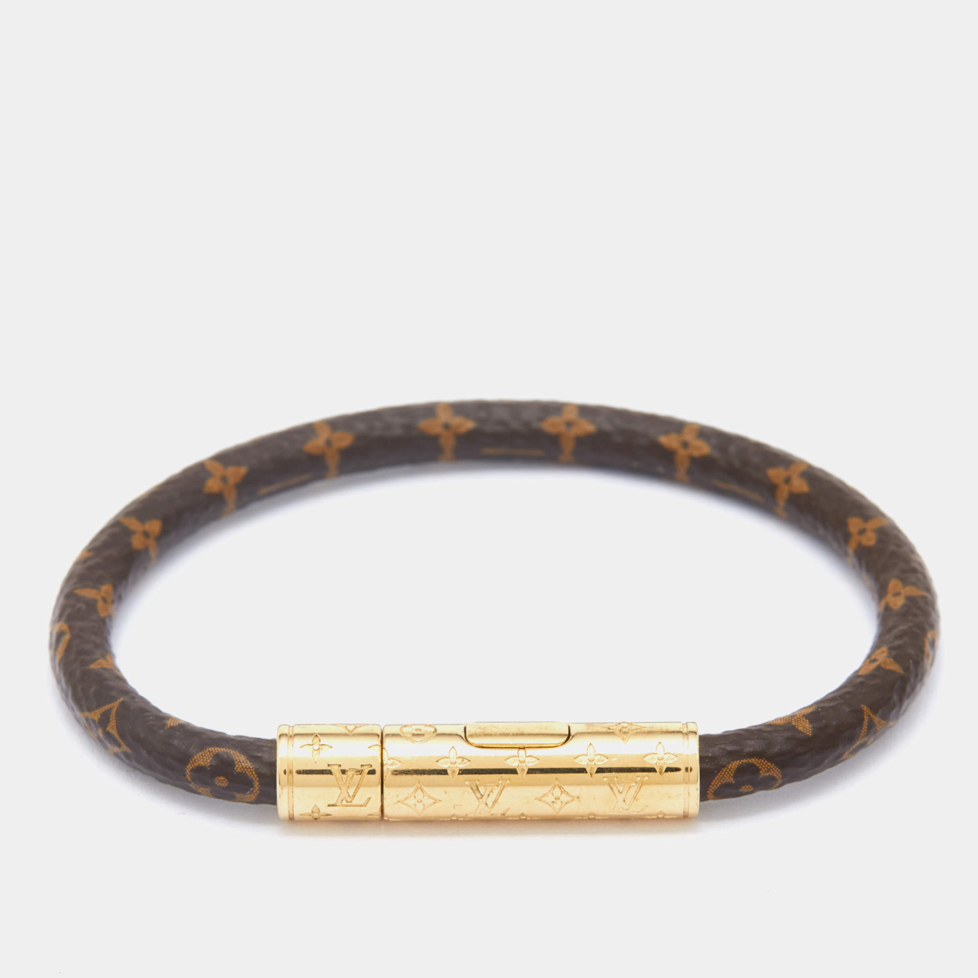 Louis Vuitton Brown Monogram Canvas Gold Tone Confidential Bracelet