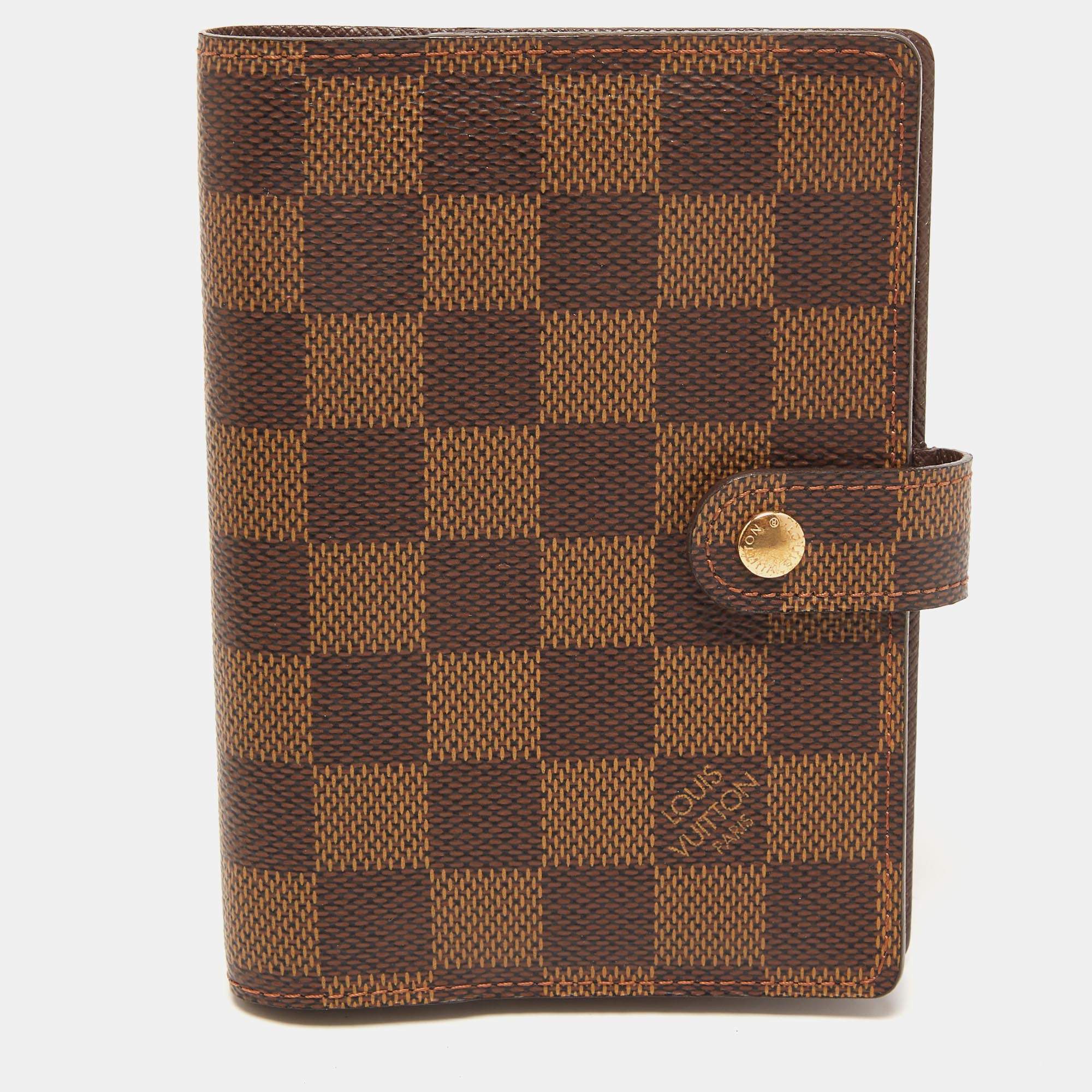 Pre Owned Louis Vuitton Damier Ebene Canvas Small Ring Agenda Cover