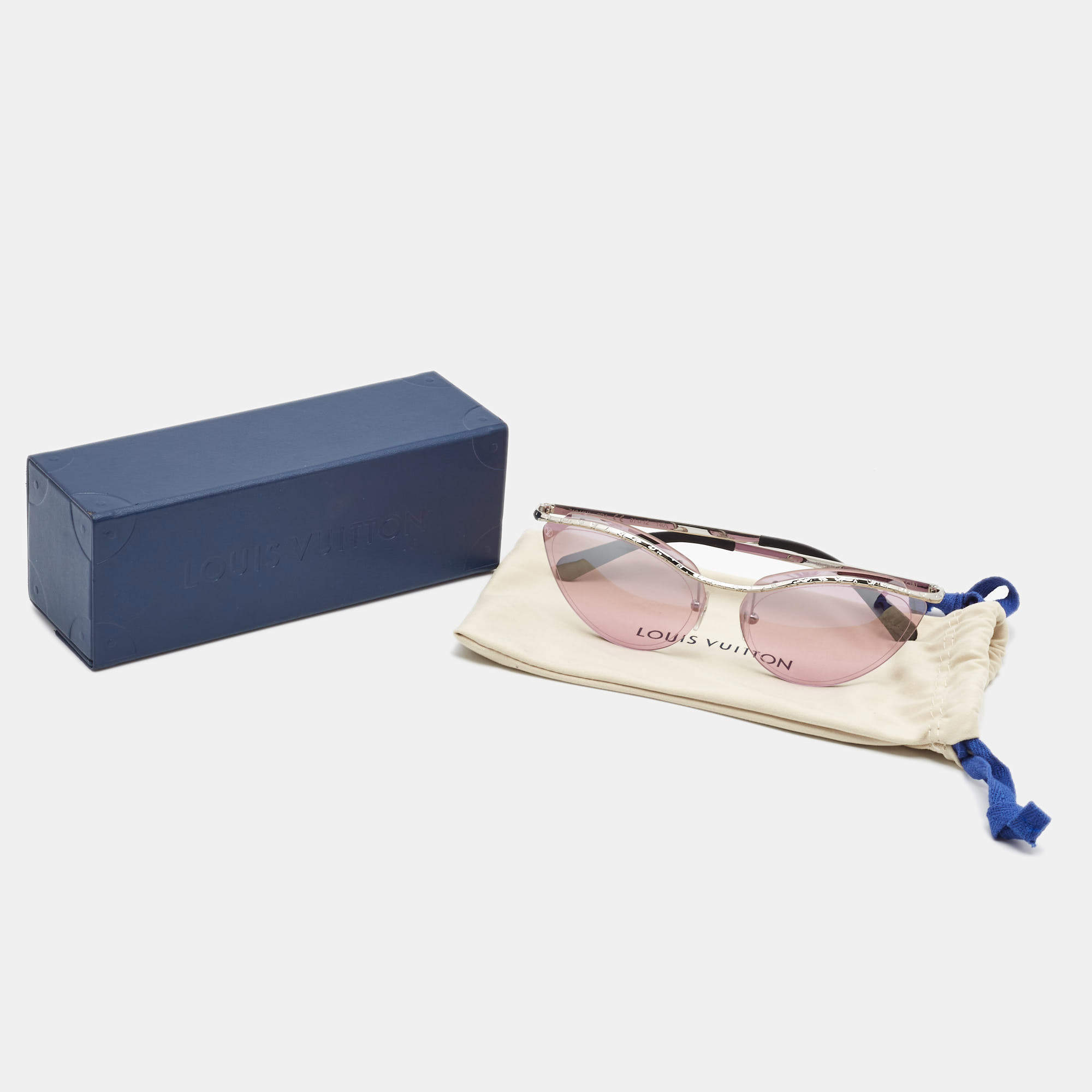 Louis Vuitton Pink/Gold Metal Bohemian Vuittony Cutout Pink Lens Sunglasses  - Z1234W - Yoogi's Closet