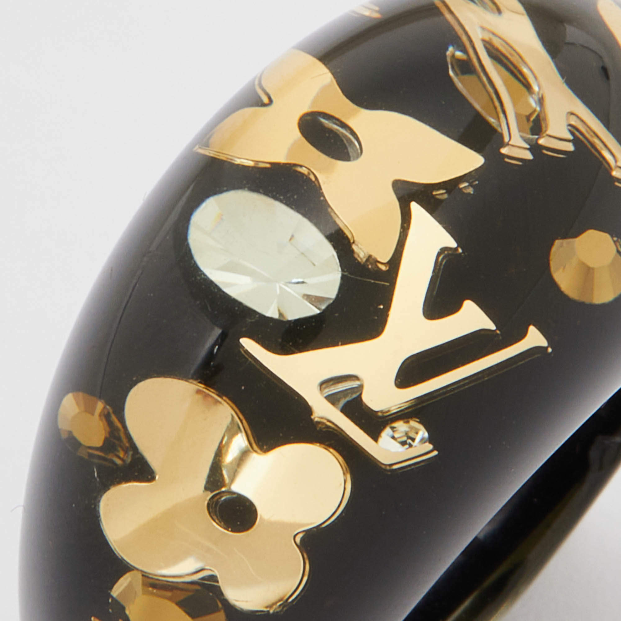 Louis Vuitton Black/White Resin Float Your Boat Ring and Goldtone