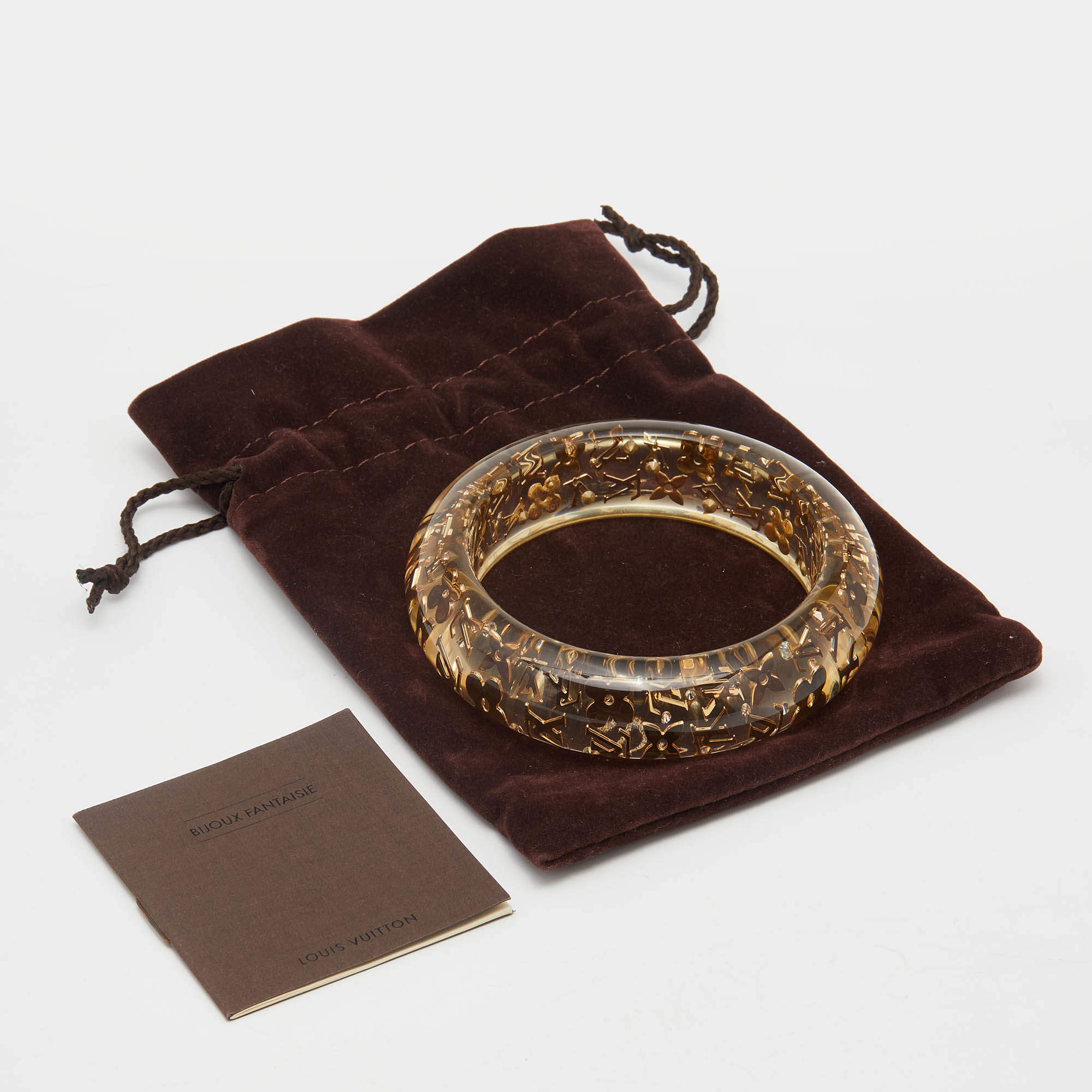 Louis Vuitton beige with gold Inclusion resin sequins bangle bracelet  ref.994697 - Joli Closet