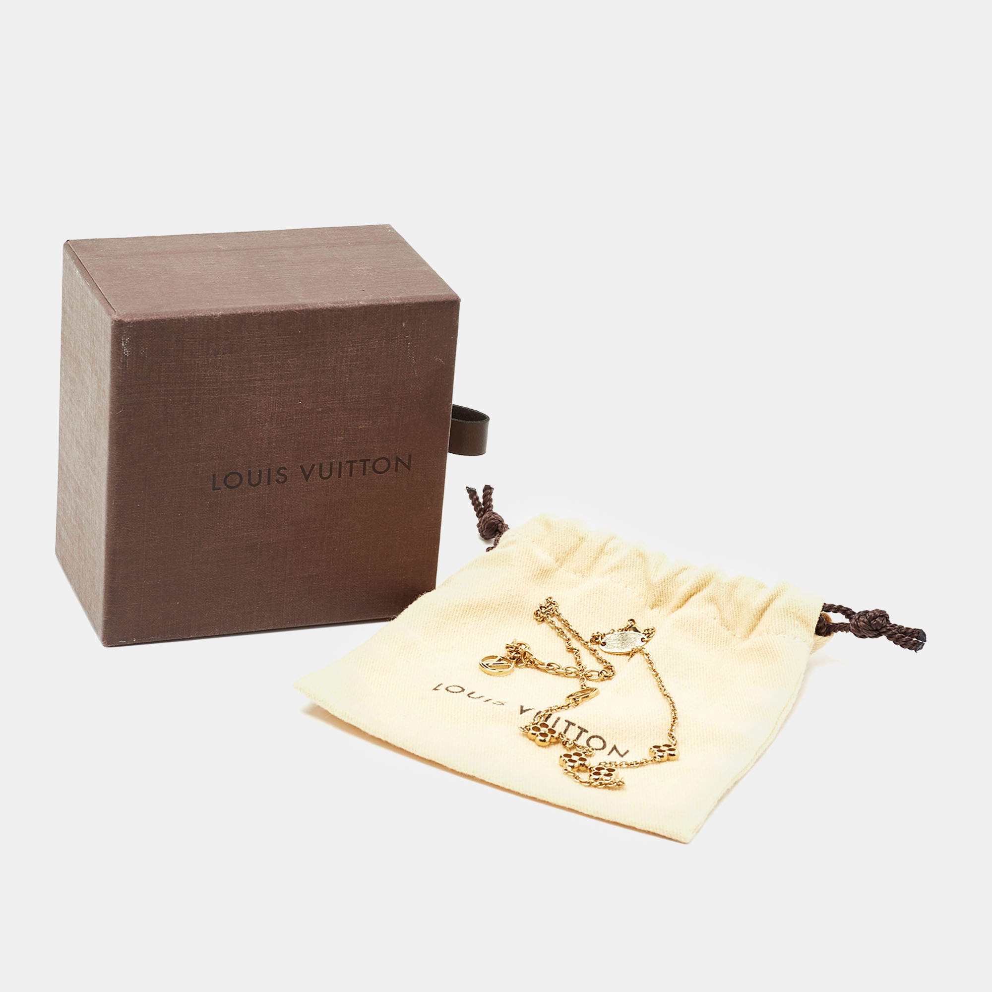 Louis Vuitton Flower Station Gold Tone Necklace, myGemma