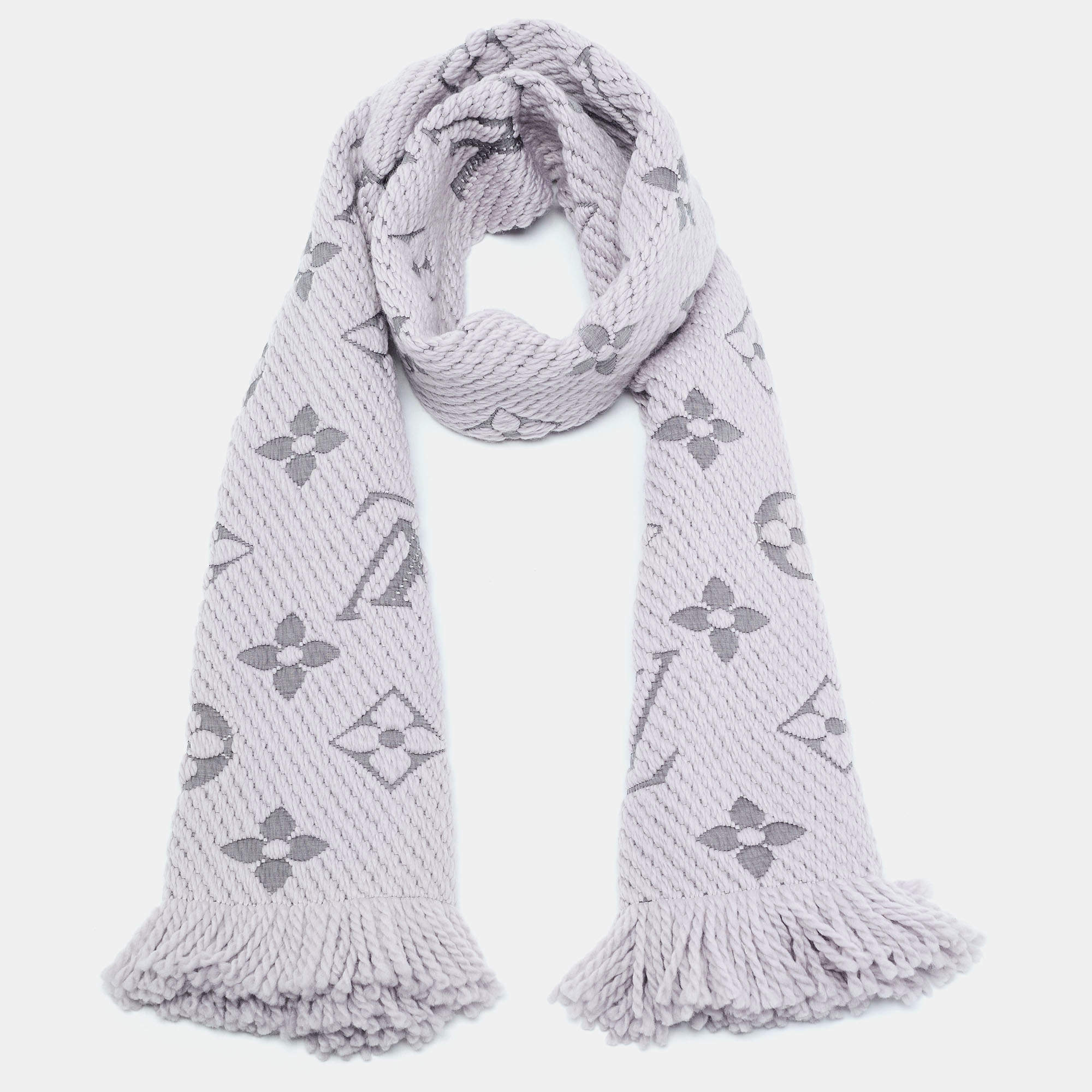 Louis Vuitton logomania scarf Grey Silk Wool ref.237831 - Joli Closet