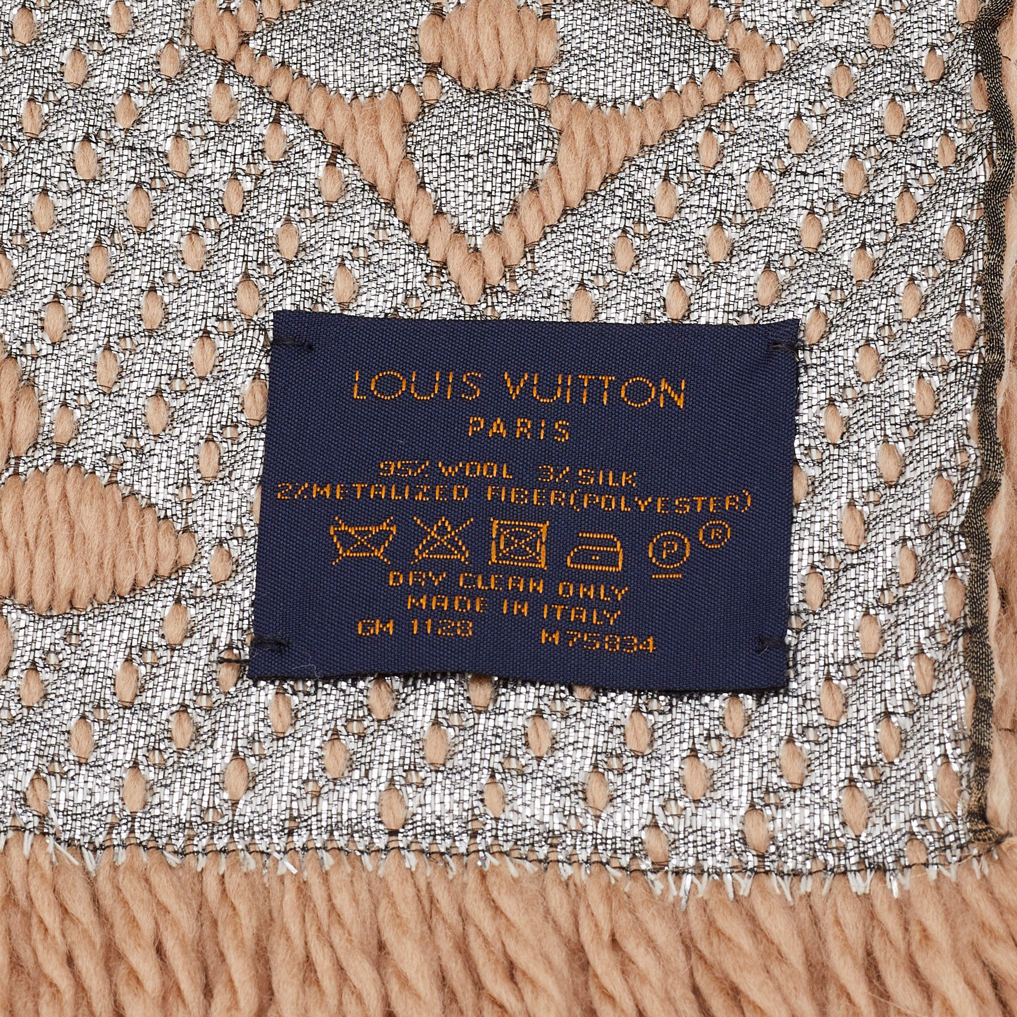 Louis Vuitton Escharpe Logomania Scarf Wool Silk Beige 30cmx170cm Free  Shipping